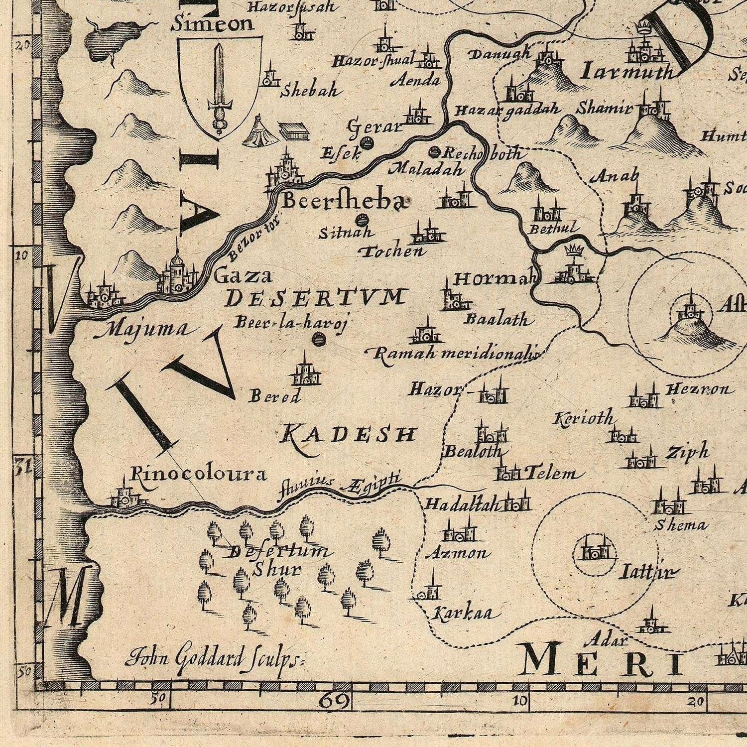 detail of the map from the bottom left corner