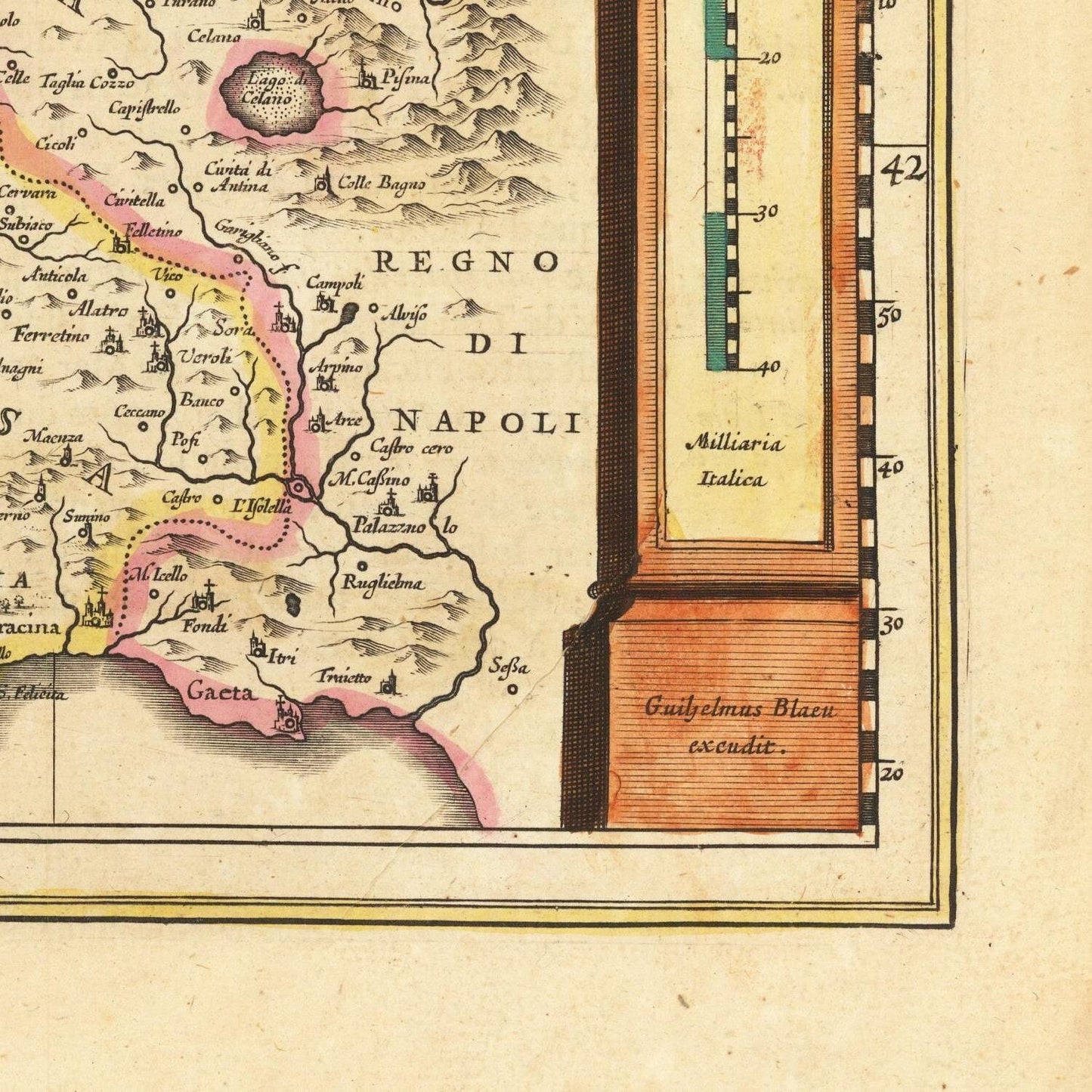 detail of the map from the bottom right corner