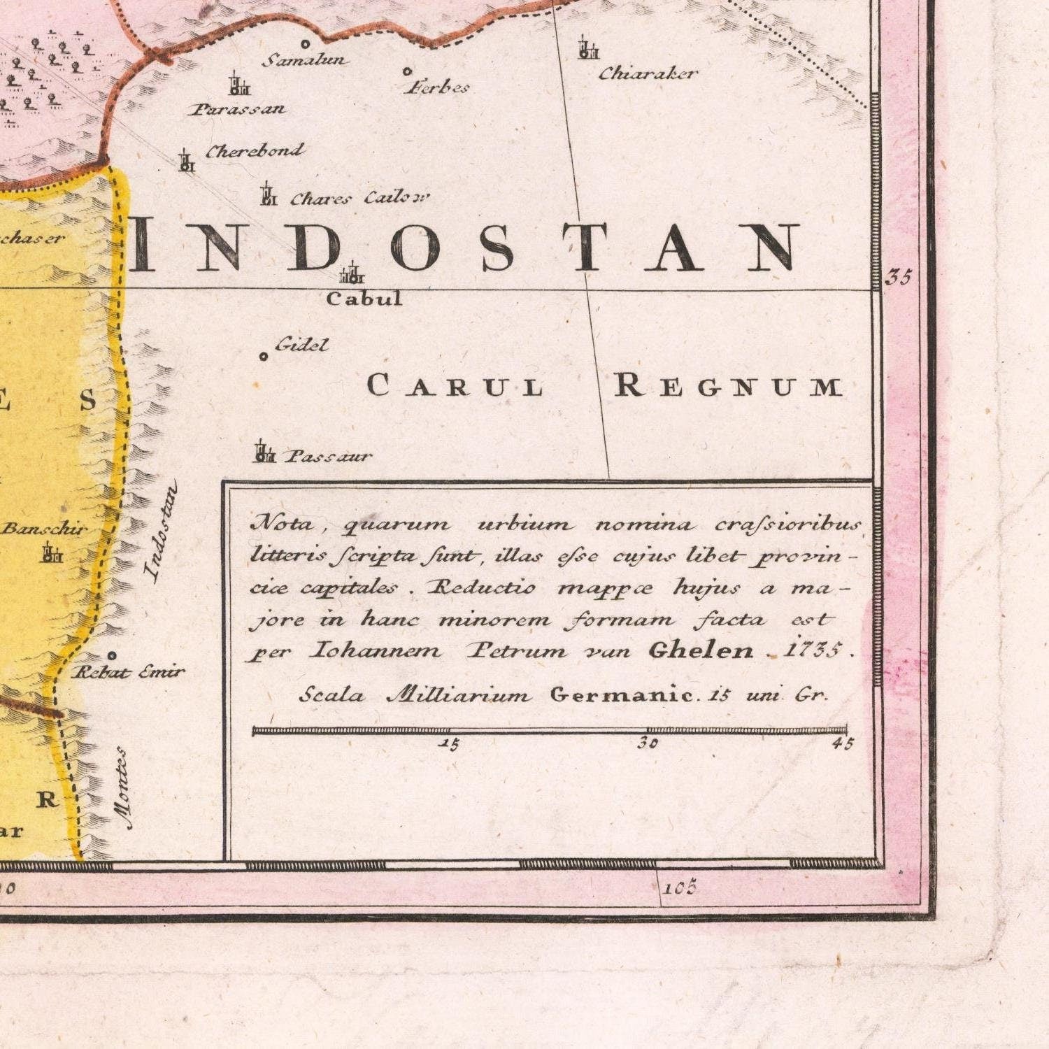 detail of the map from the bottom right corner