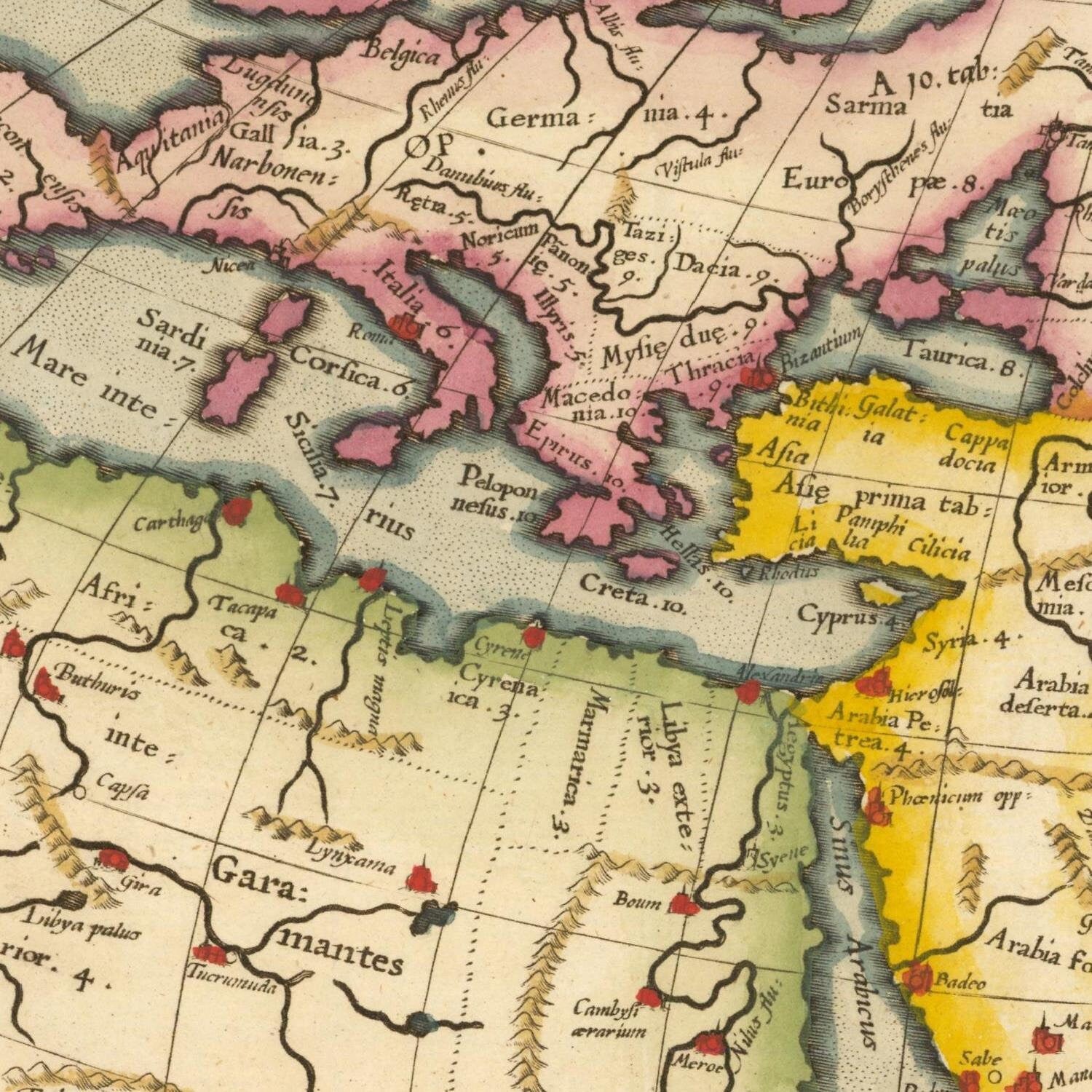 detail of the map from the centre left