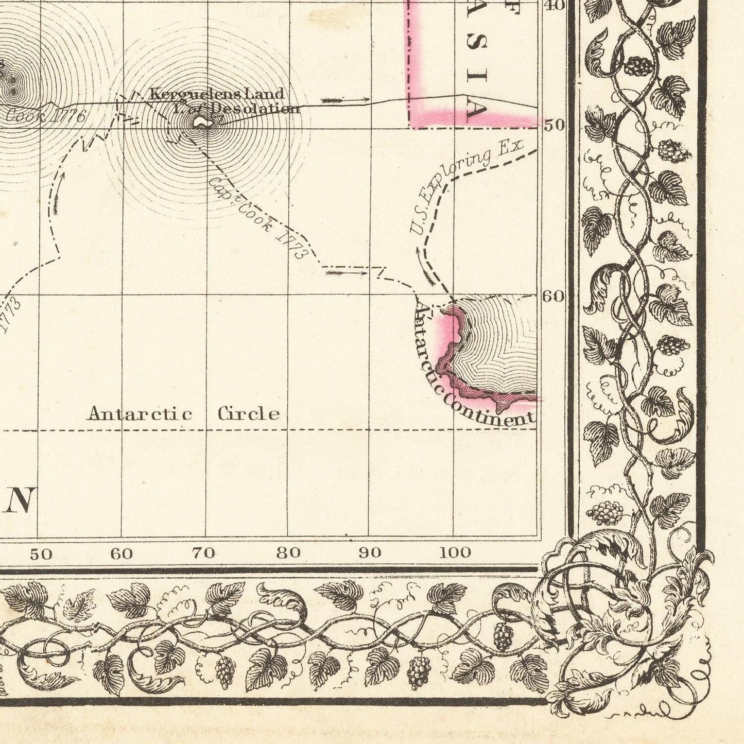 detail of the map from the bottom right corner