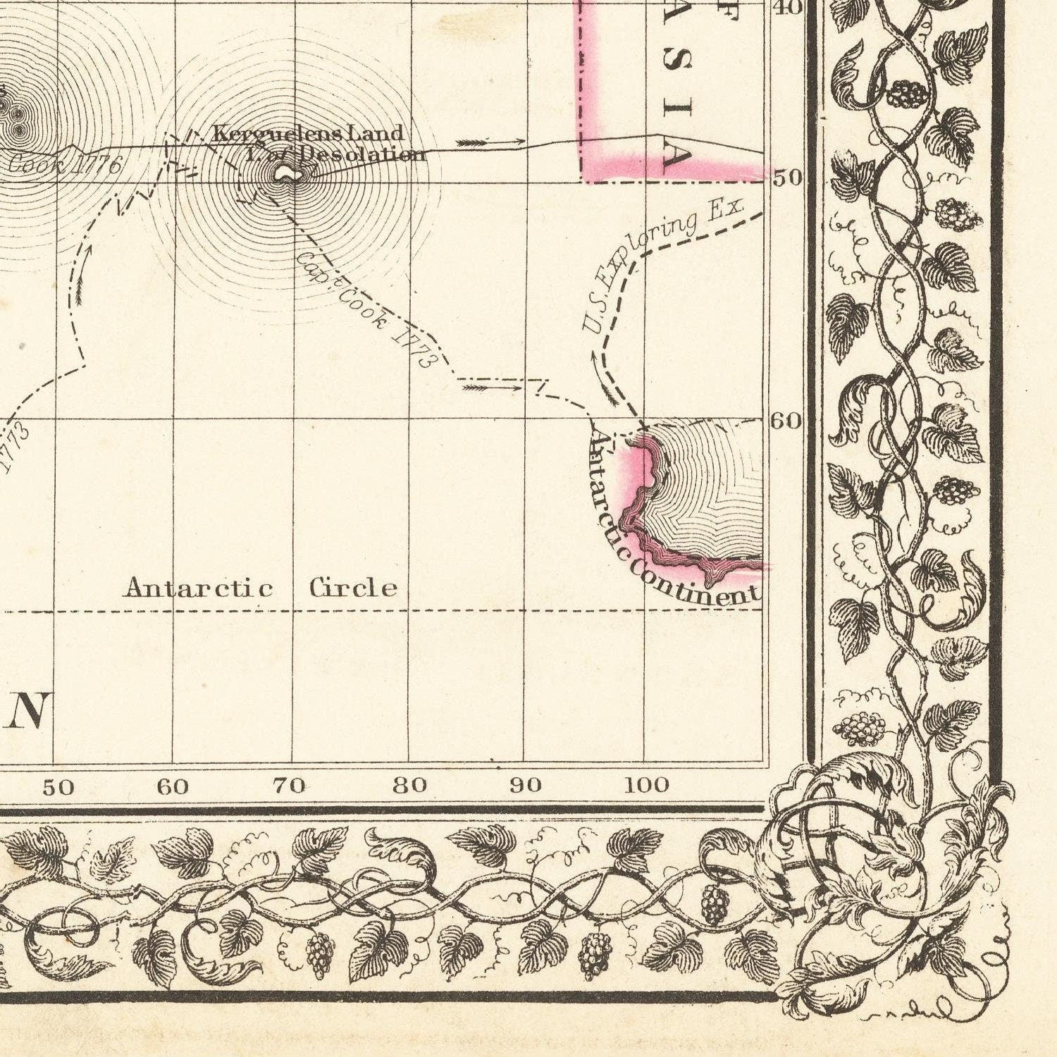 detail of the map from the bottom right corner