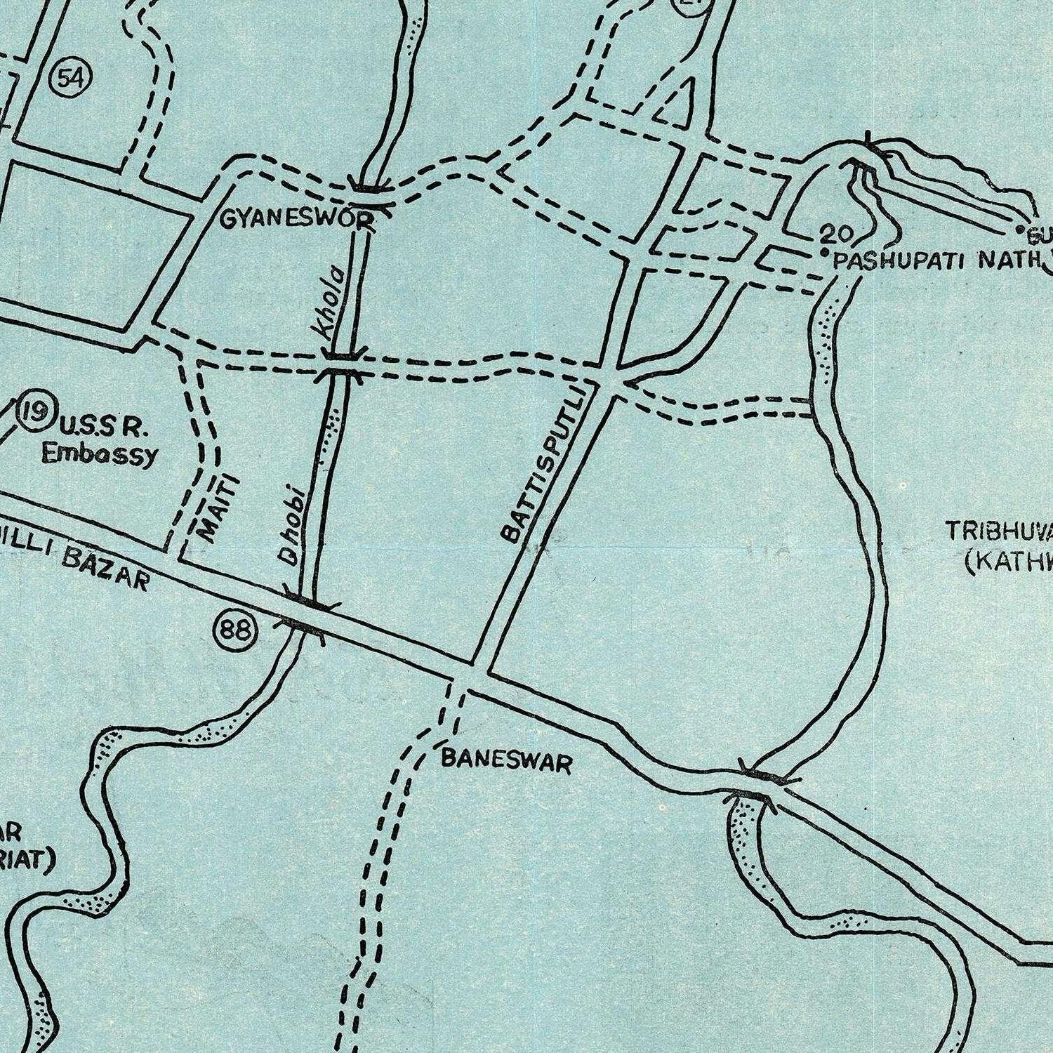 detail of the map from the centre 