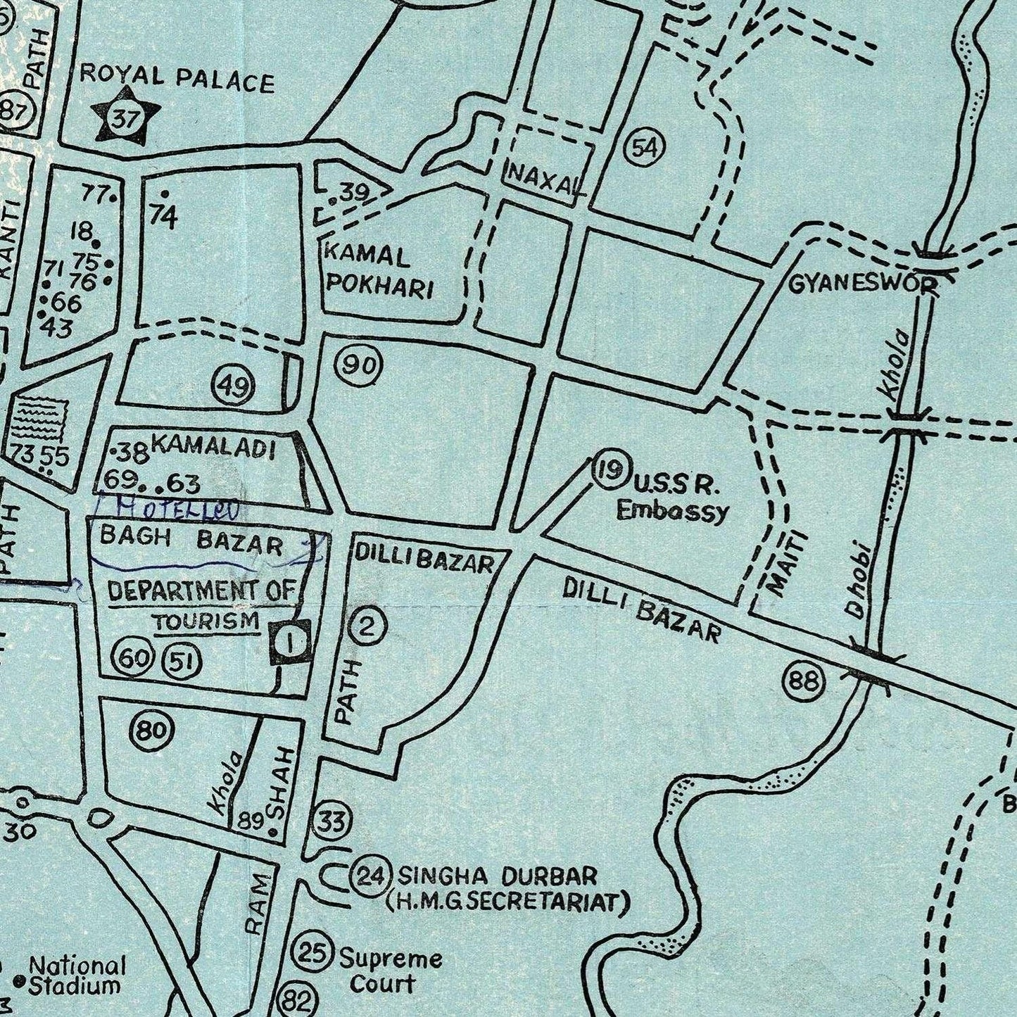 detail of the map from the centre left