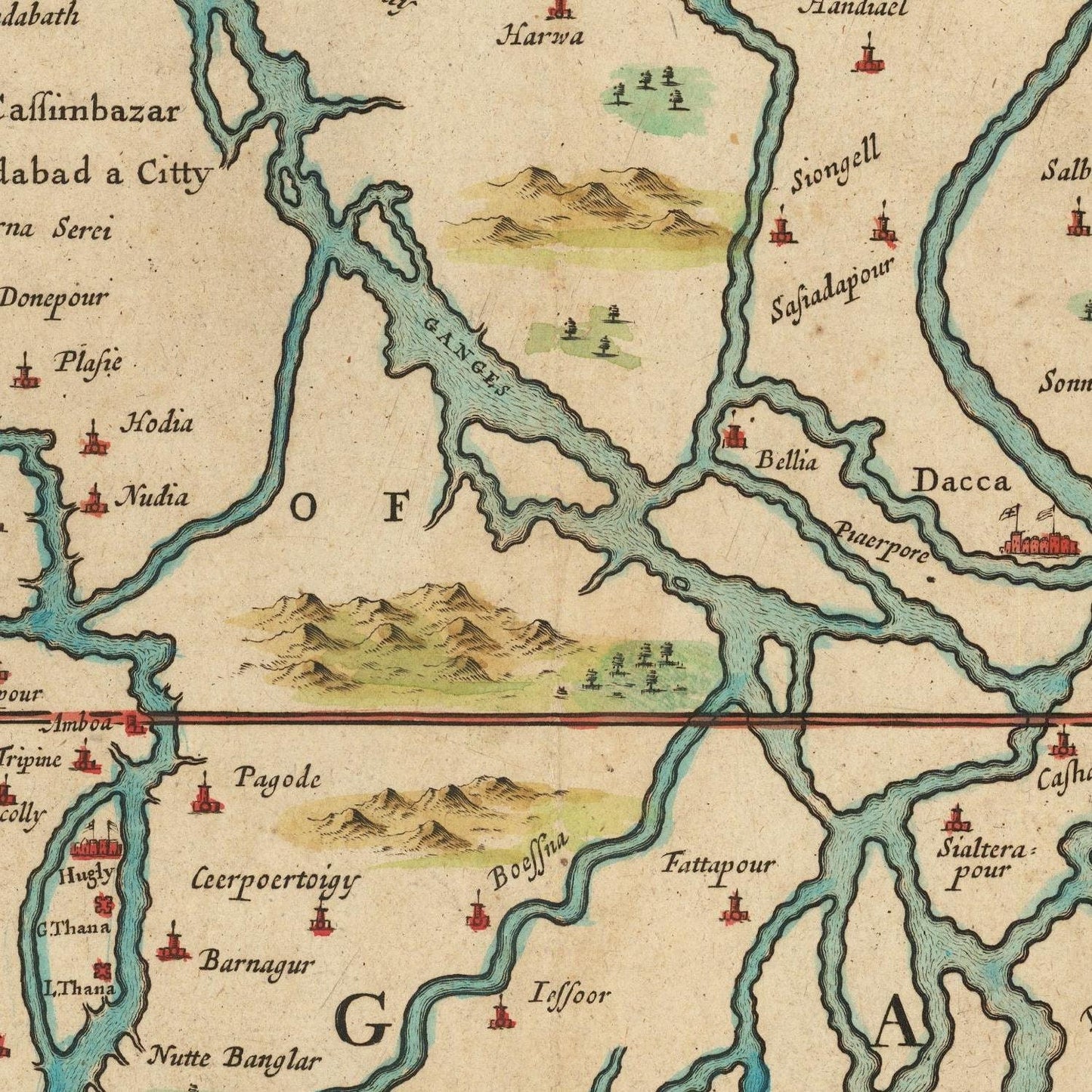 detail of the map from the centre 