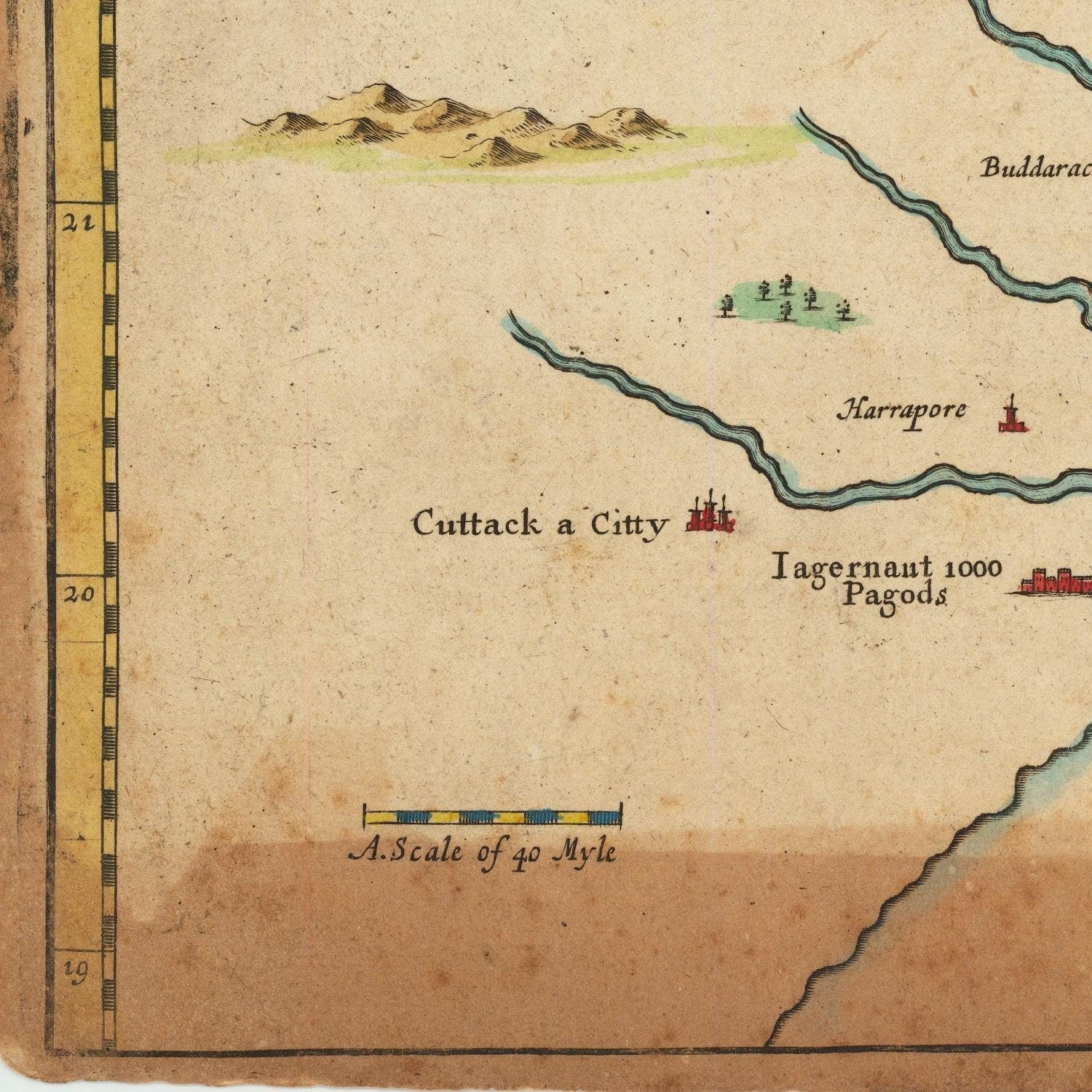 detail of the map from the bottom left corner