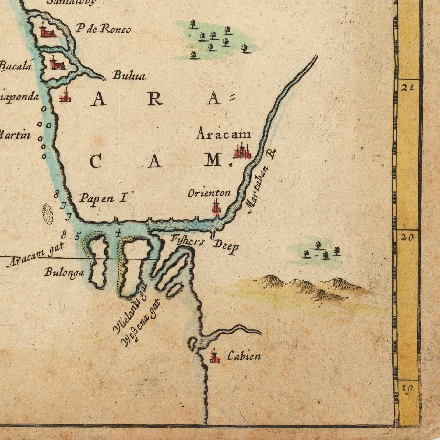 detail of the map from the bottom right corner