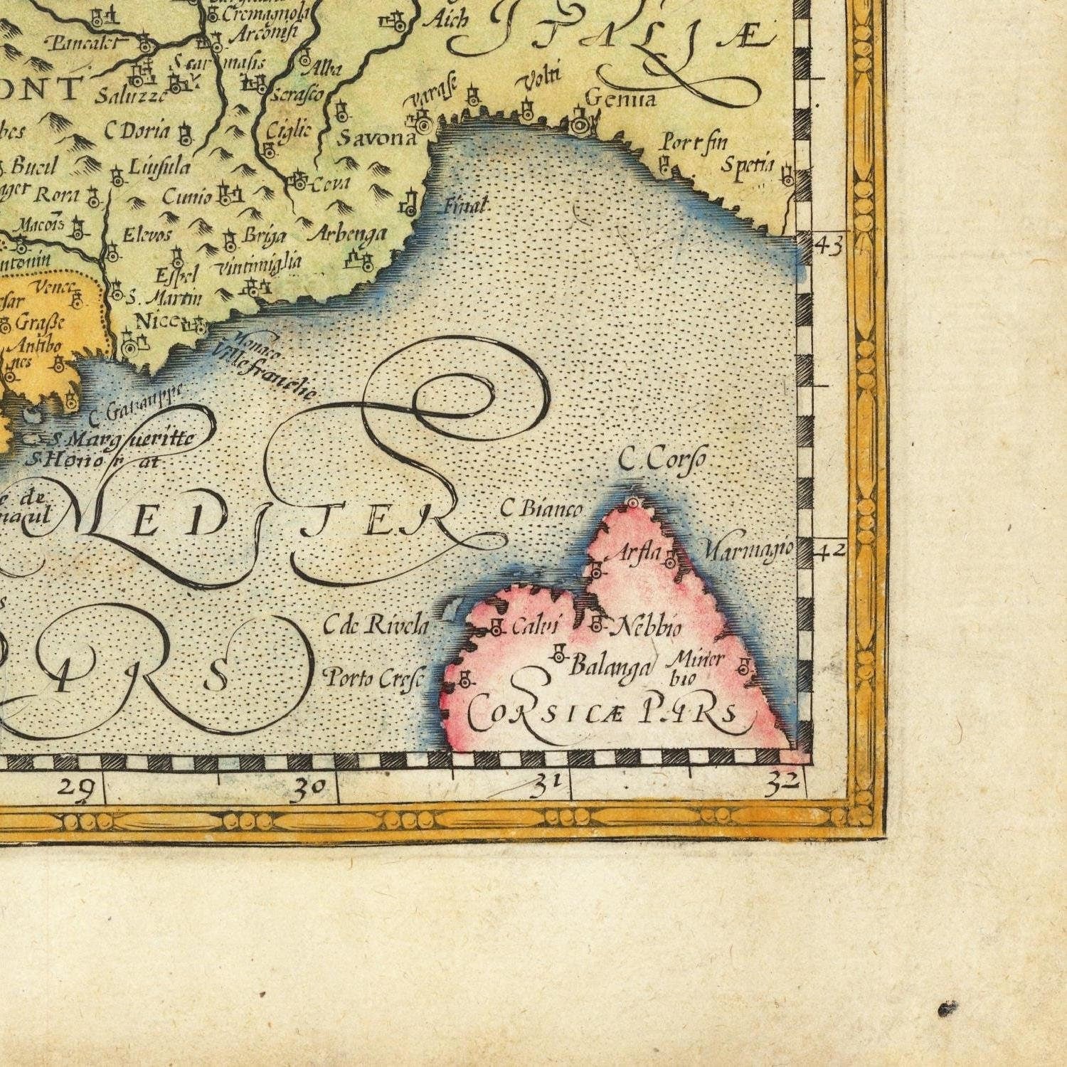 detail of the map from the bottom right corner