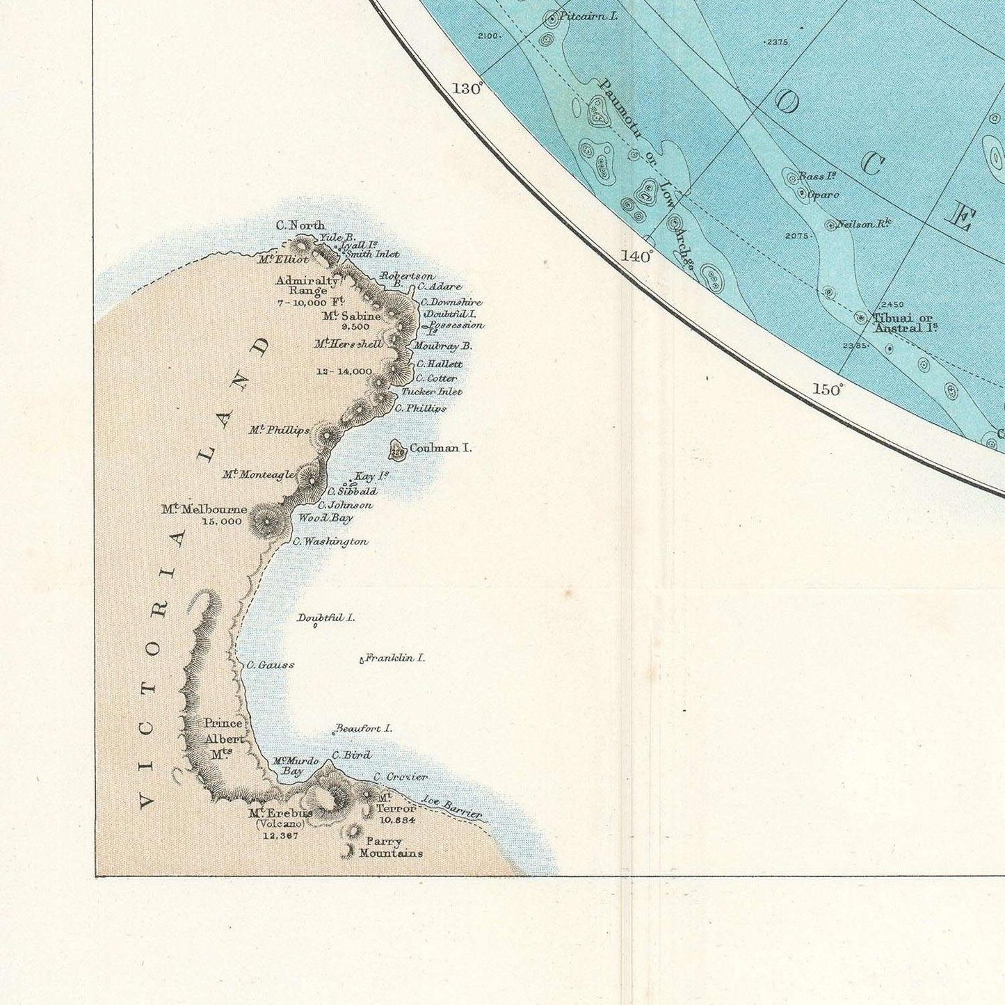 detail of the map from the bottom left corner