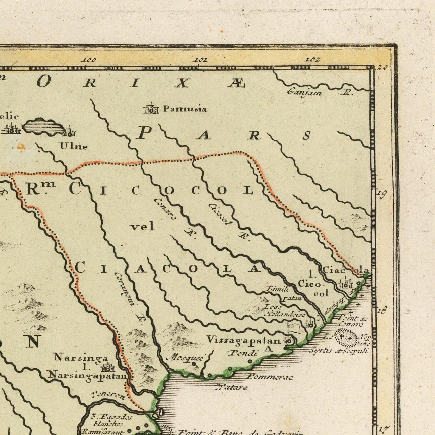 detail of the map from the top right corner