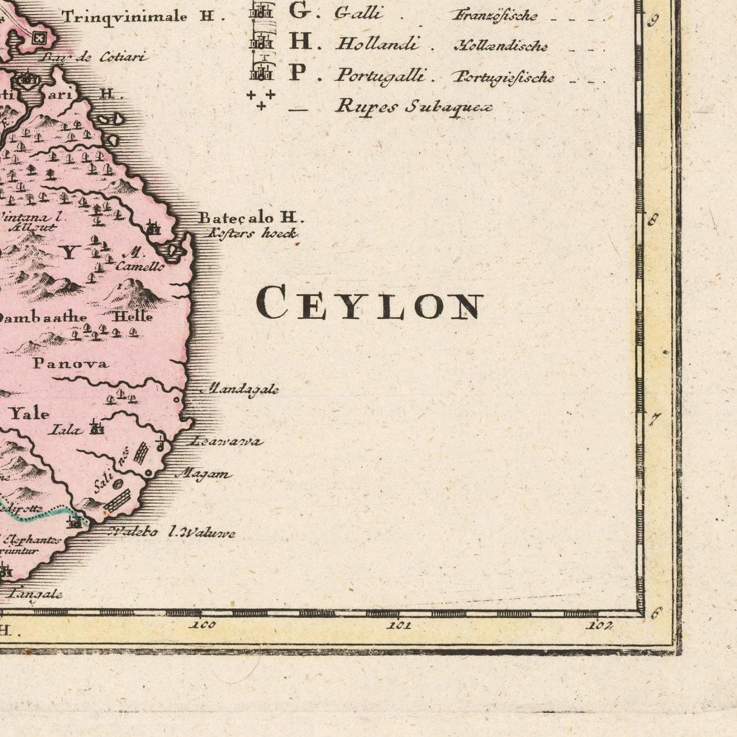 detail of the map from the bottom right corner