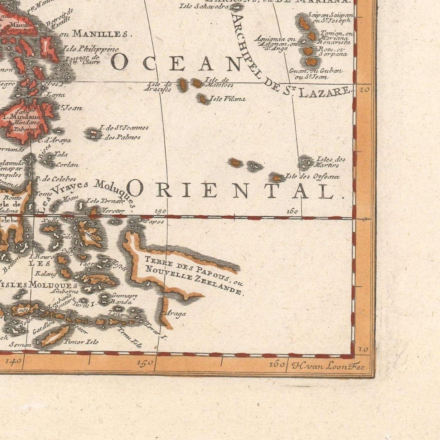 detail of the map from the bottom right corner