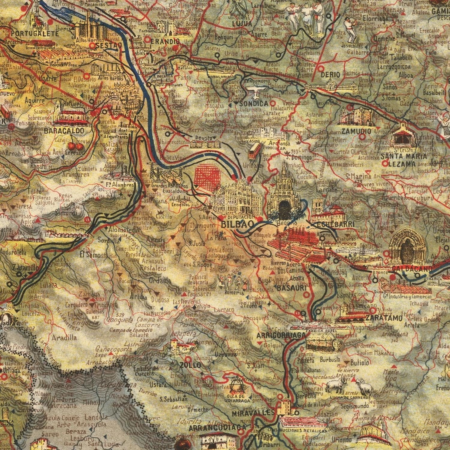 detail of the map from the centre 
