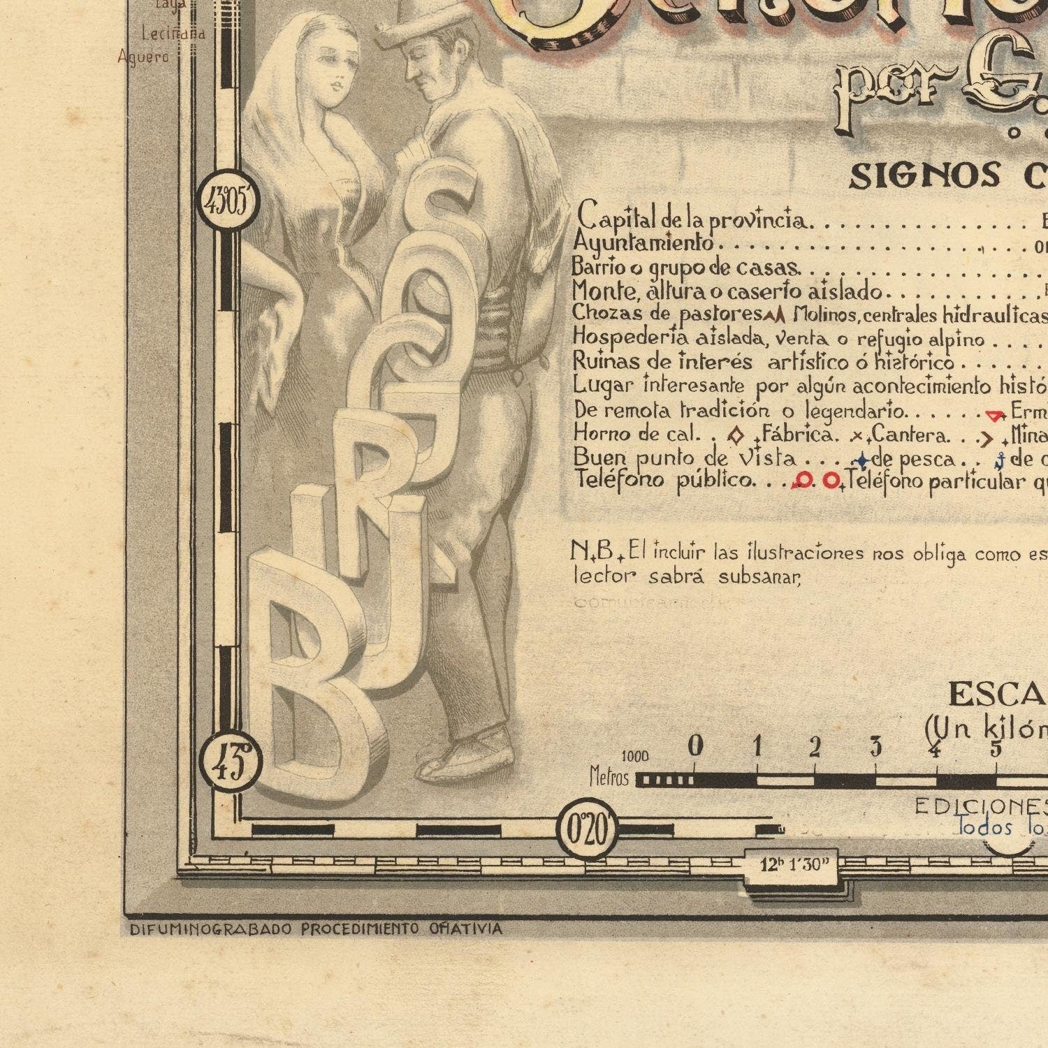 detail of the map from the bottom left corner