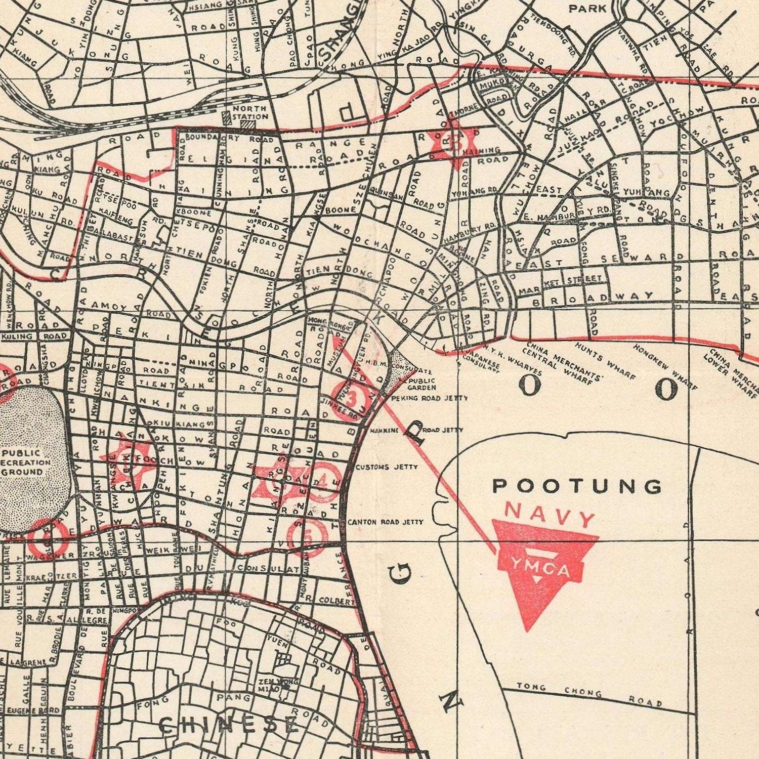 detail of the map from the centre 