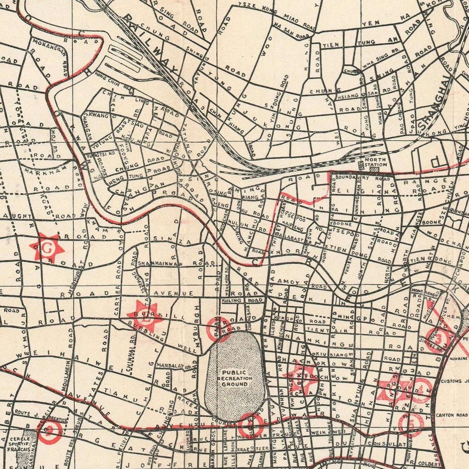 detail of the map from the centre left