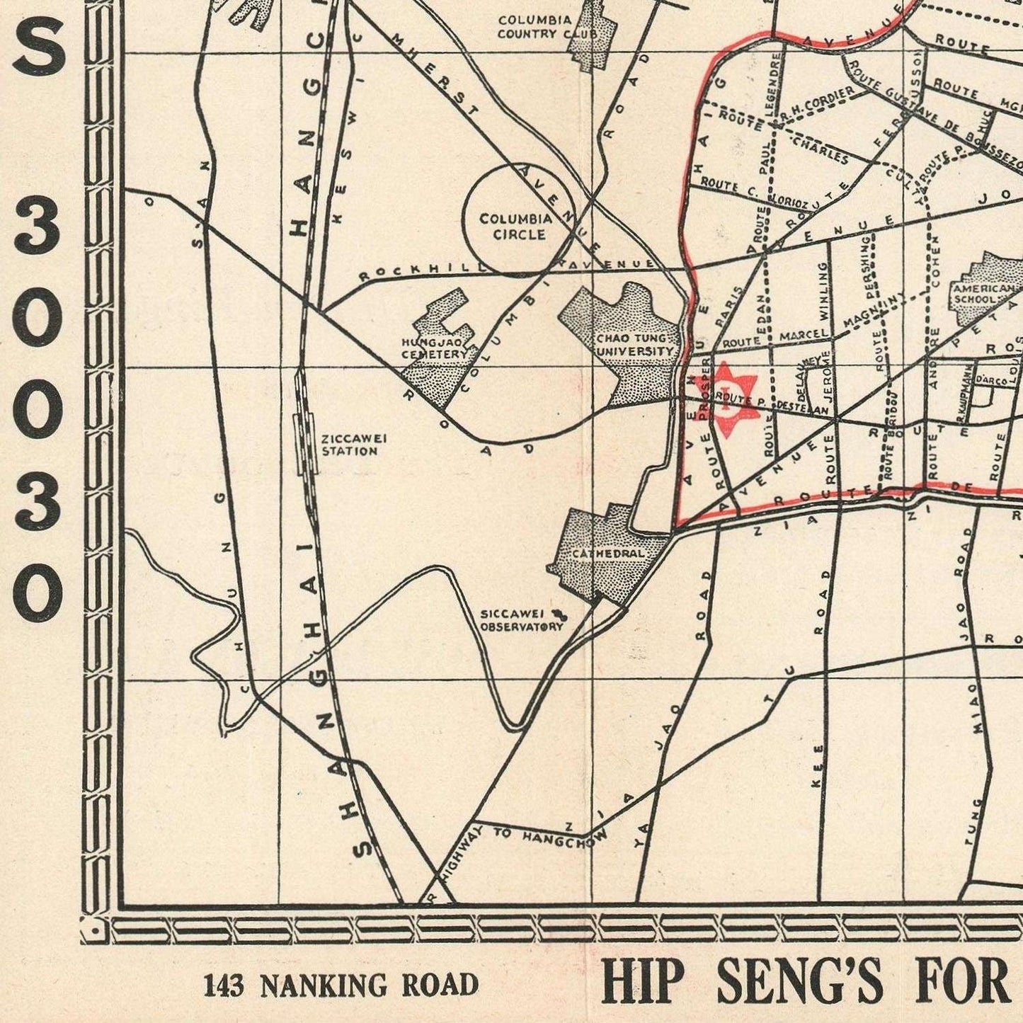 detail of the map from the bottom left corner