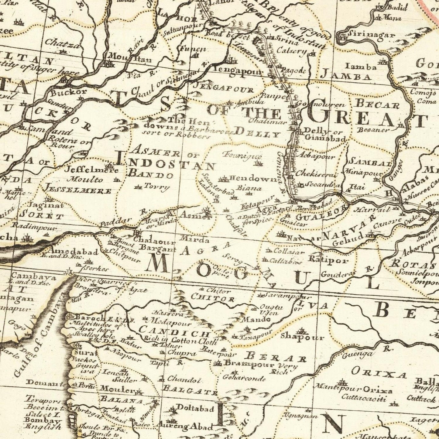 detail of the map from the centre left