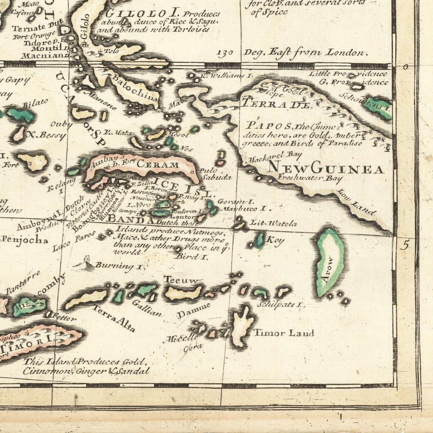 detail of the map from the bottom right corner