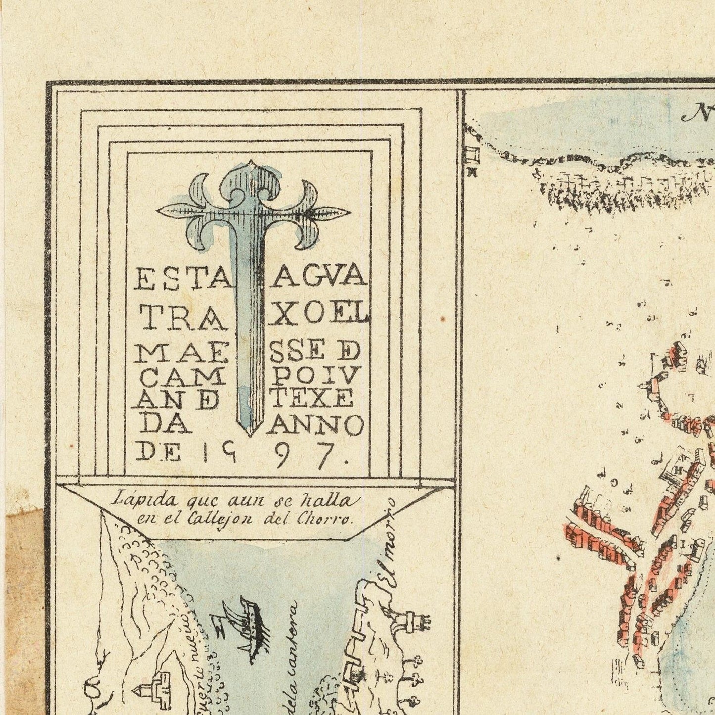 detail of the map from the top left corner