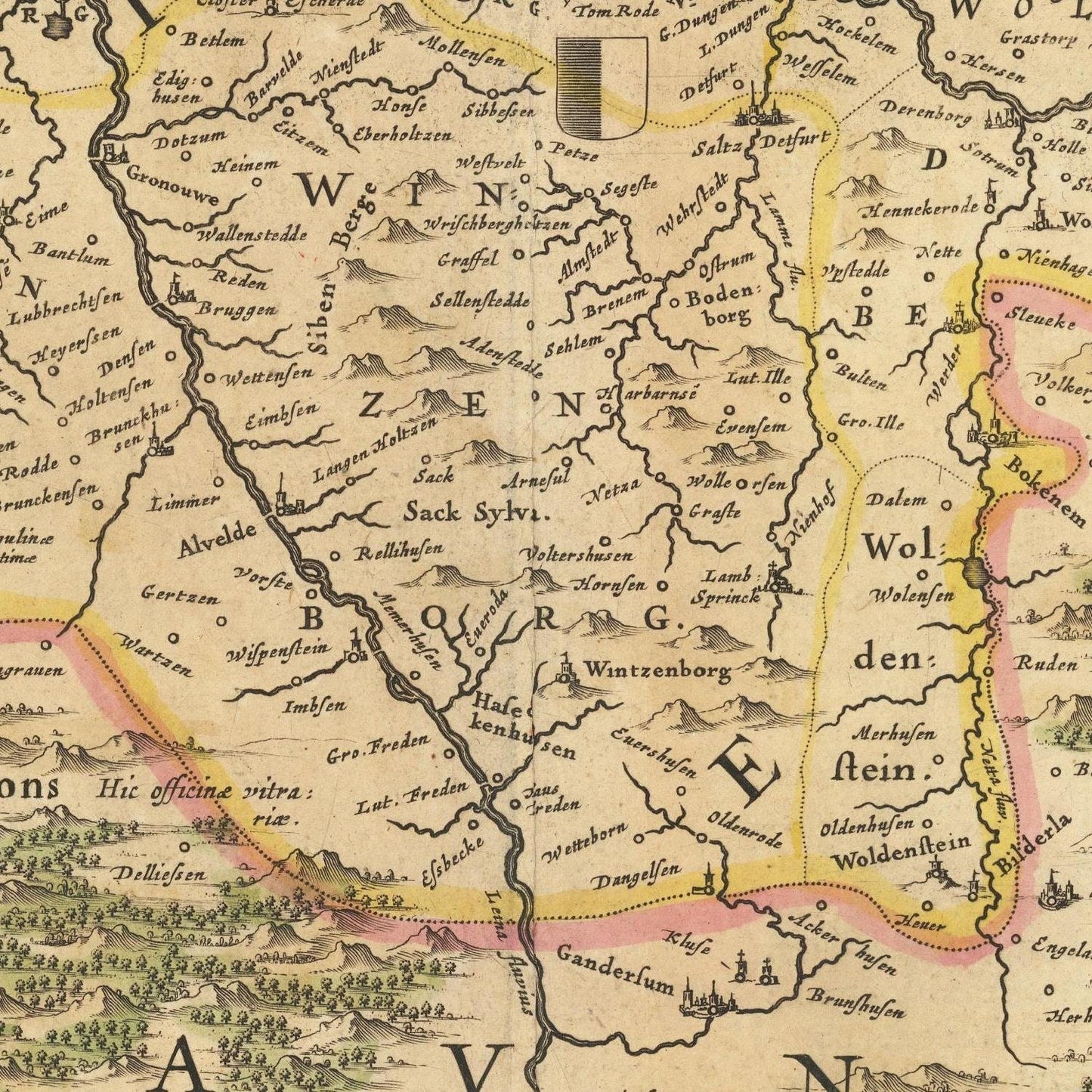 detail of the map from the centre 