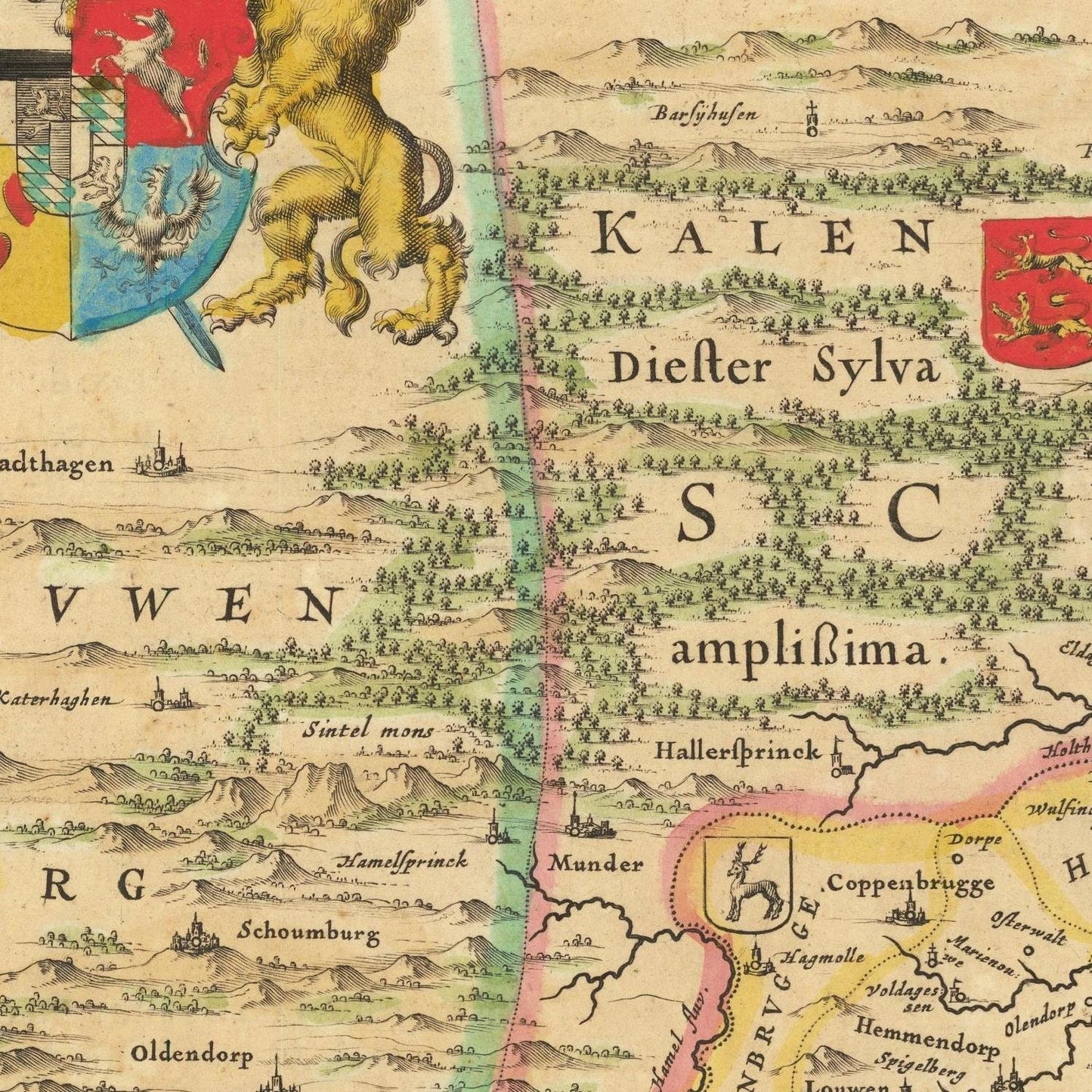 detail of the map from the centre left