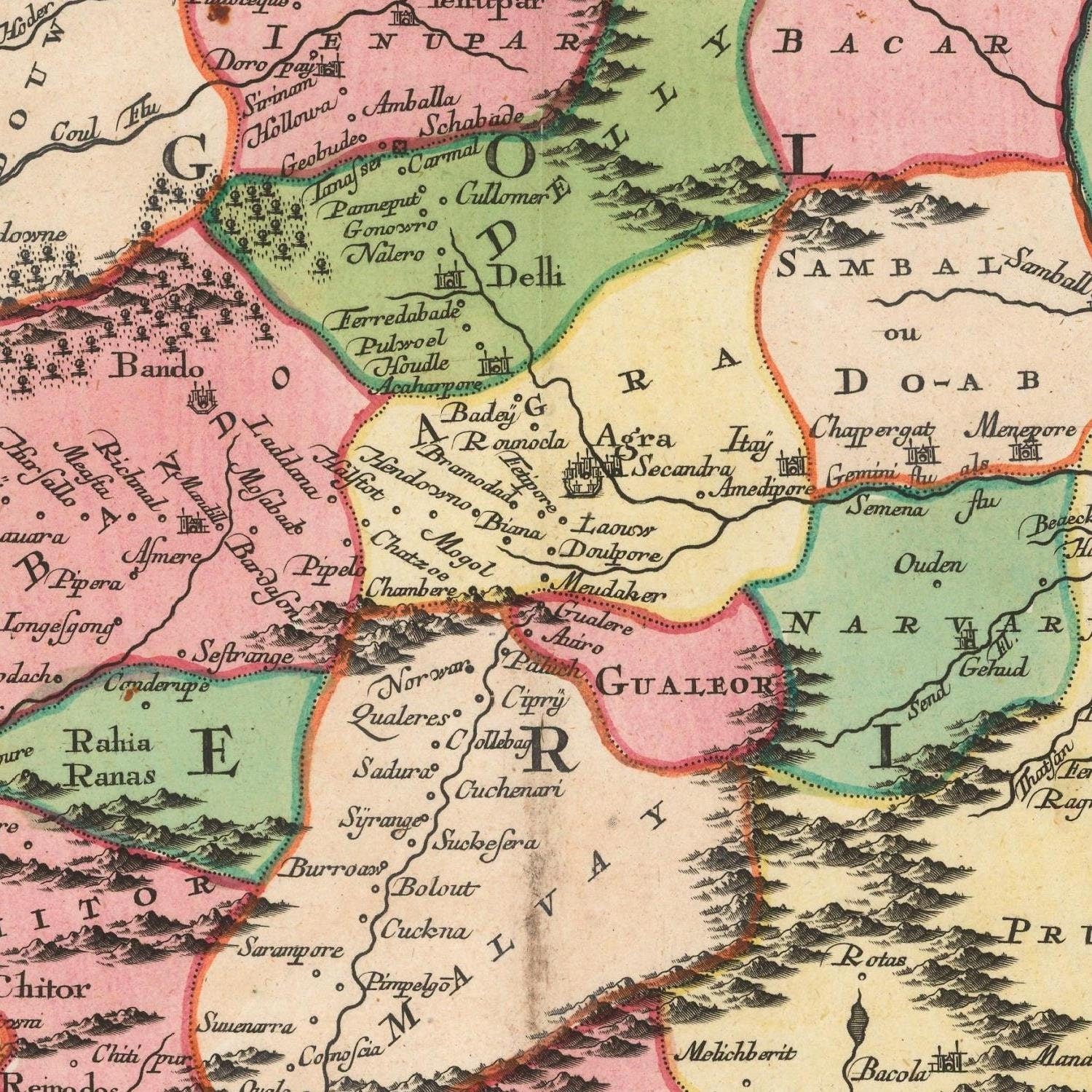 detail of the map from the centre 