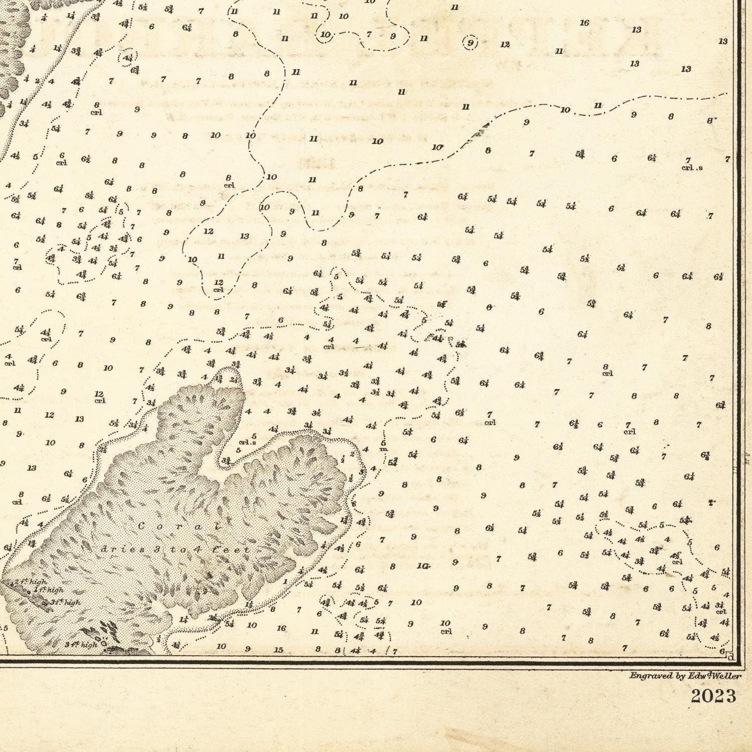 detail of the map from the bottom right corner