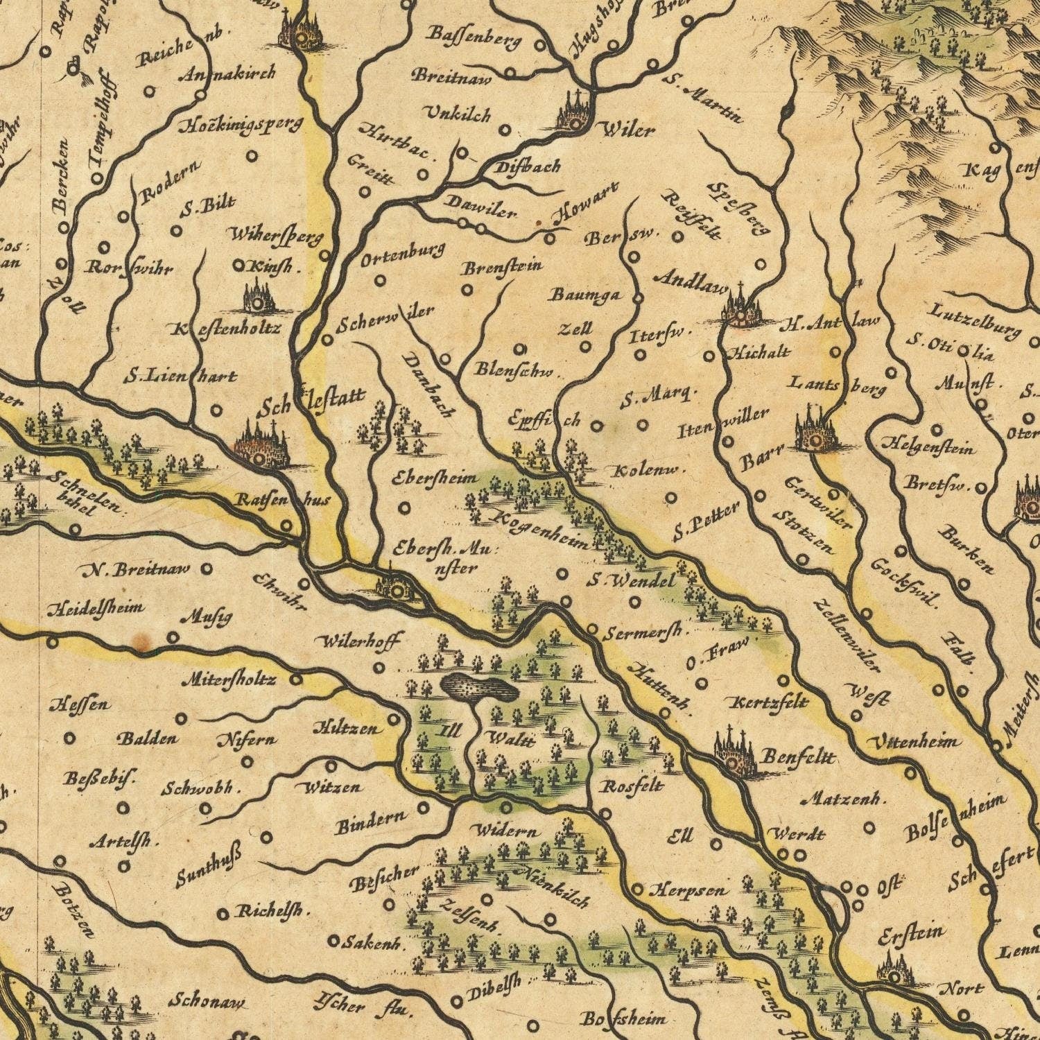 detail of the map from the centre 