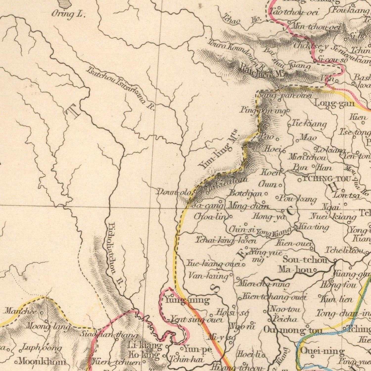 detail of the map from the centre left