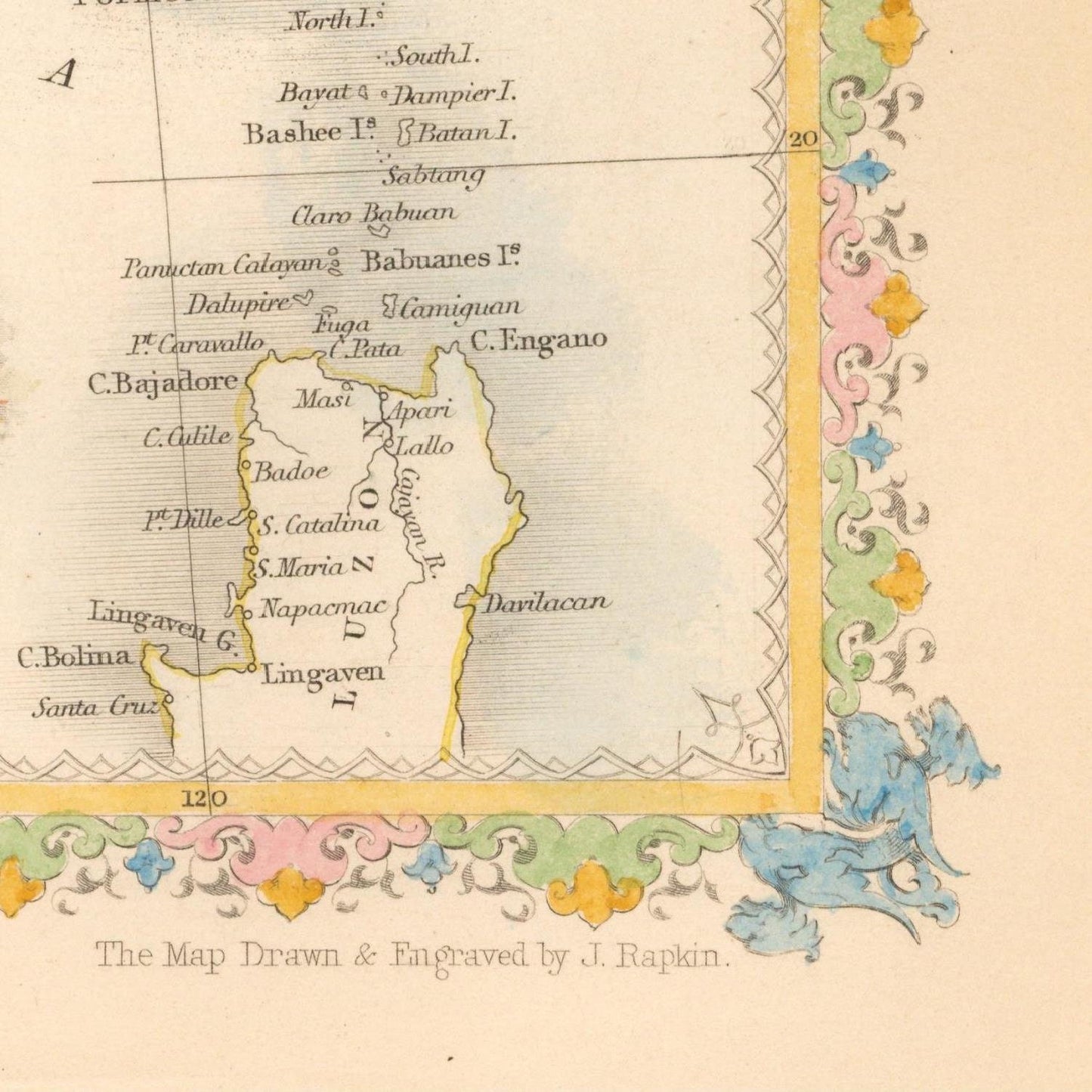 detail of the map from the bottom right corner