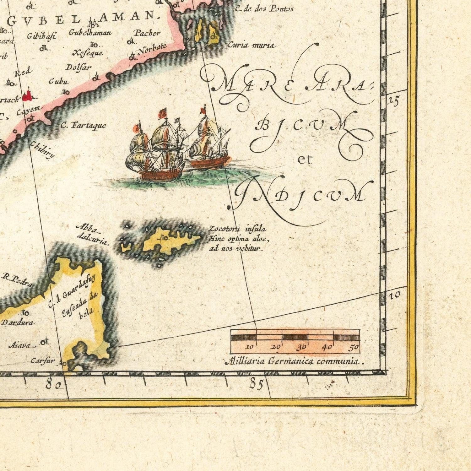 detail of the map from the bottom right corner