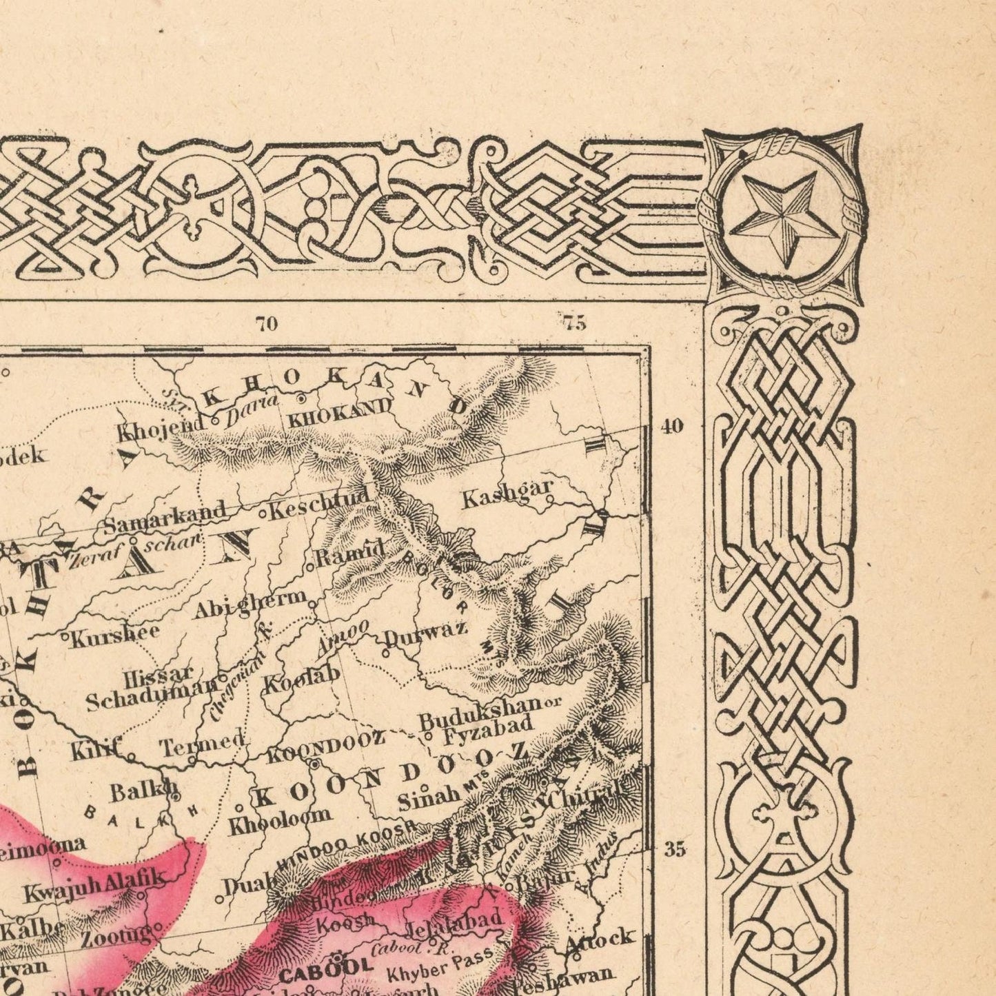 detail of the map from the top right corner