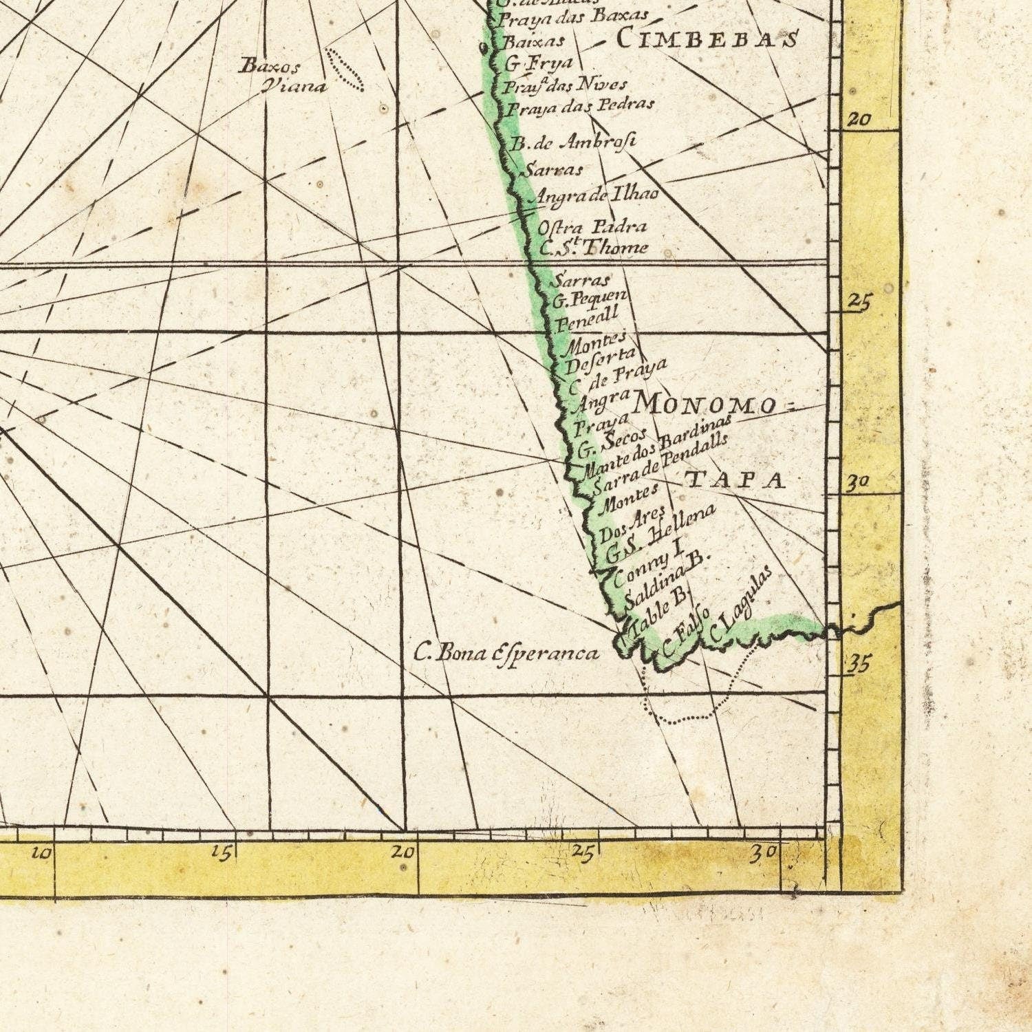 detail of the map from the bottom right corner