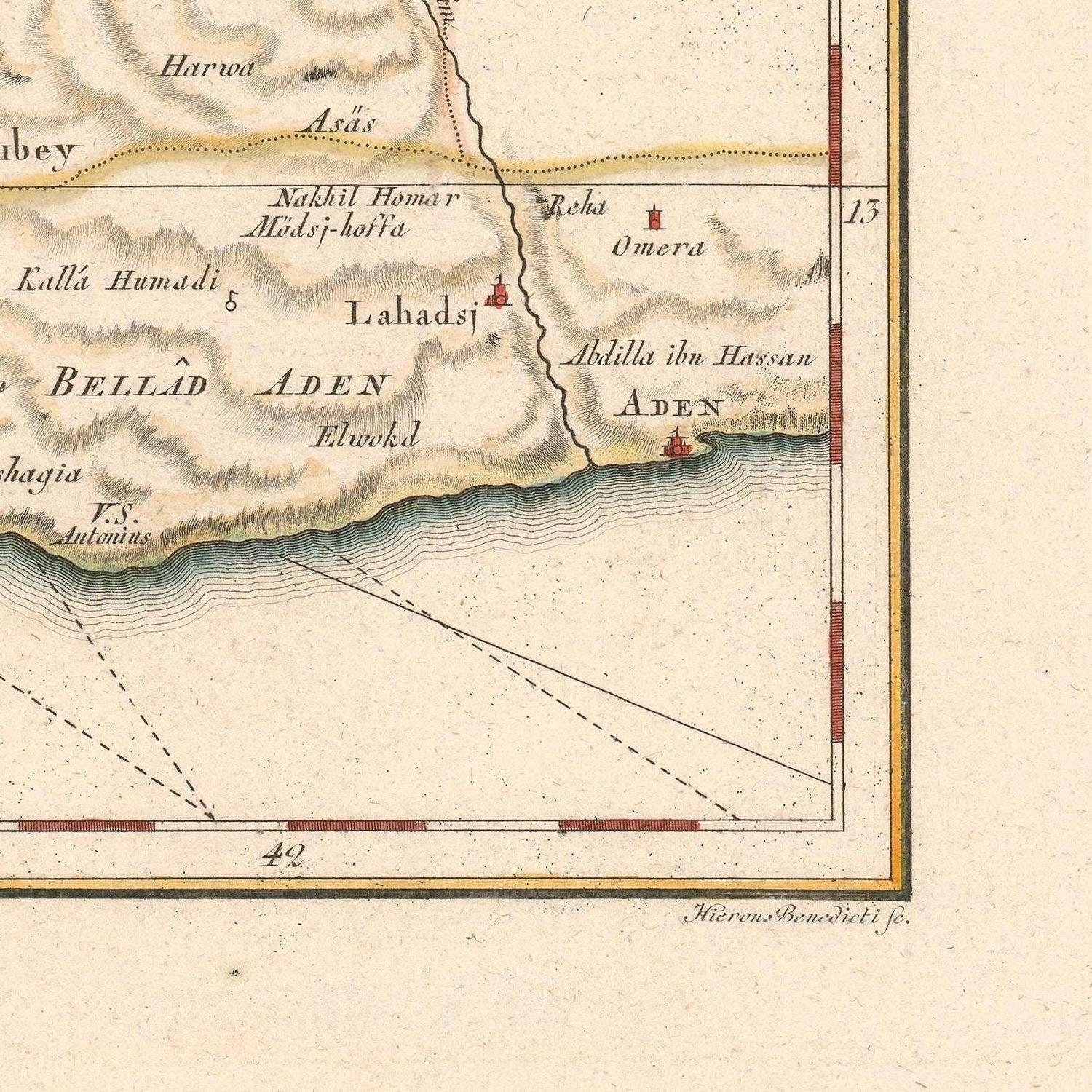 detail of the map from the bottom right corner