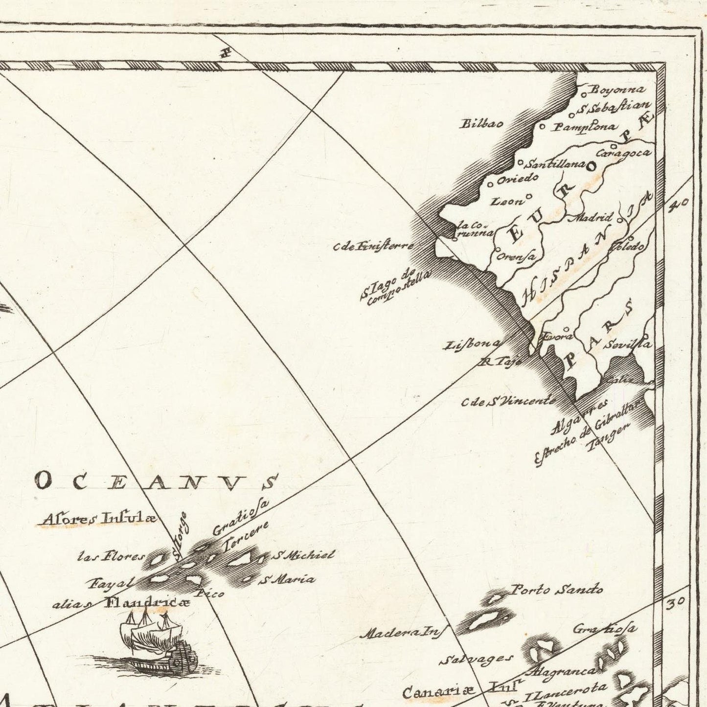 detail of the map from the top right corner