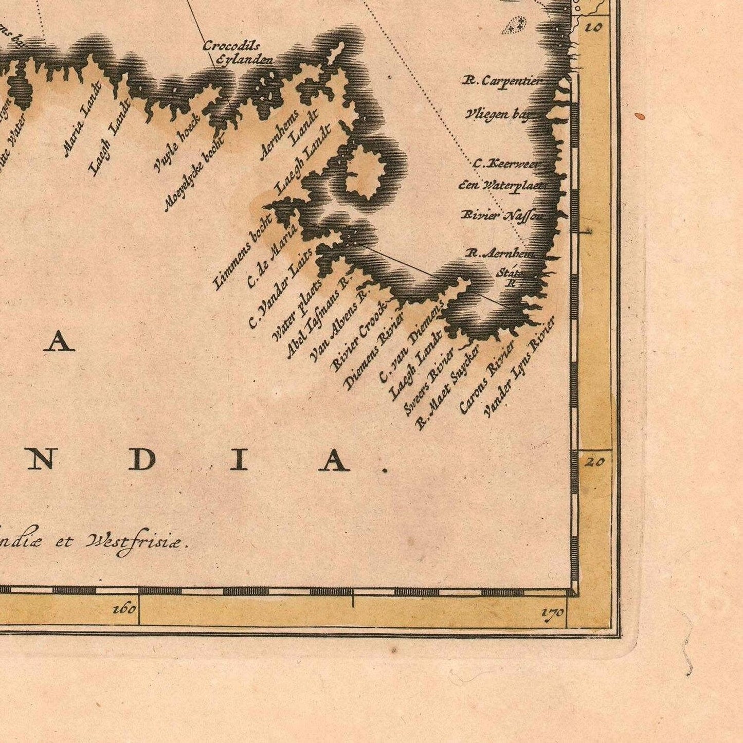 detail of the map from the bottom right corner