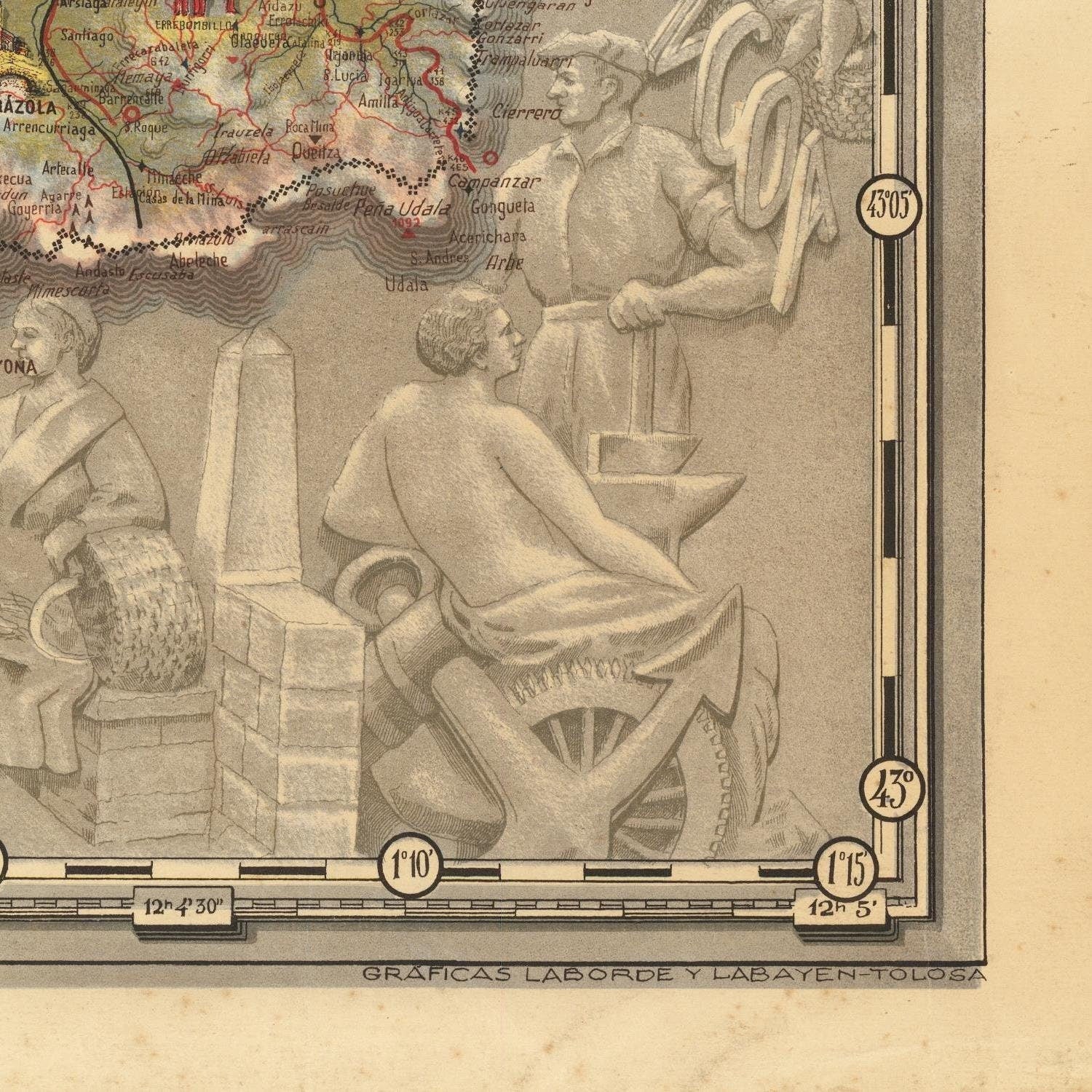 detail of the map from the bottom right corner