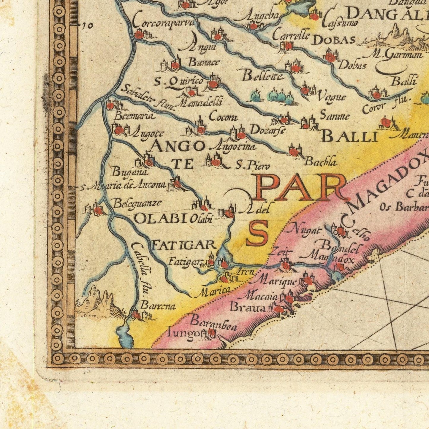 detail of the map from the bottom left corner