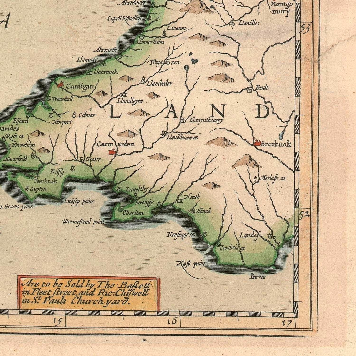 detail of the map from the bottom right corner