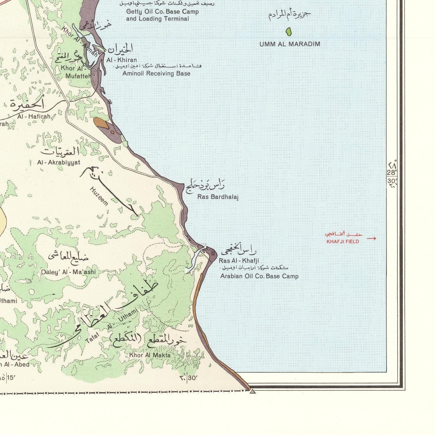 detail of the map from the bottom right corner