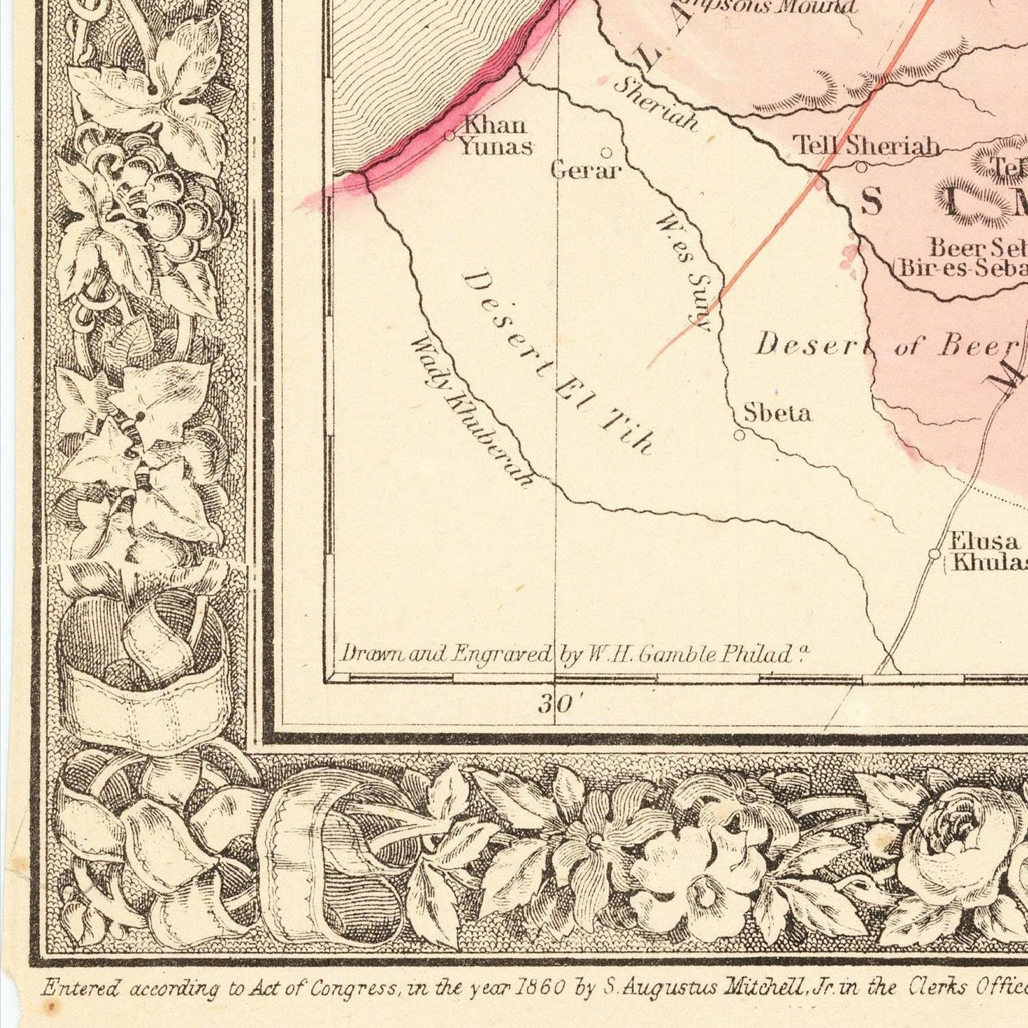 detail of the map from the bottom left corner