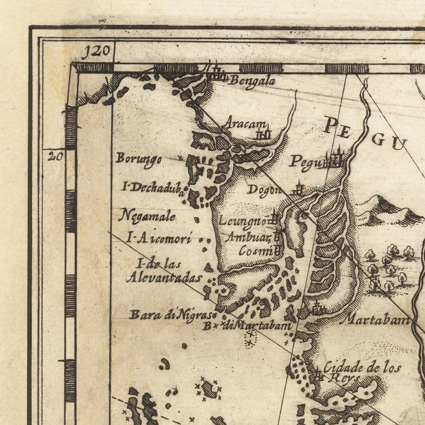 detail of the map from the top left corner