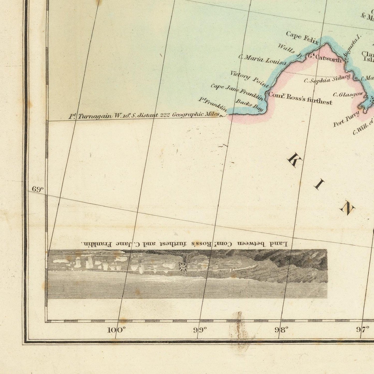 detail of the map from the bottom left corner