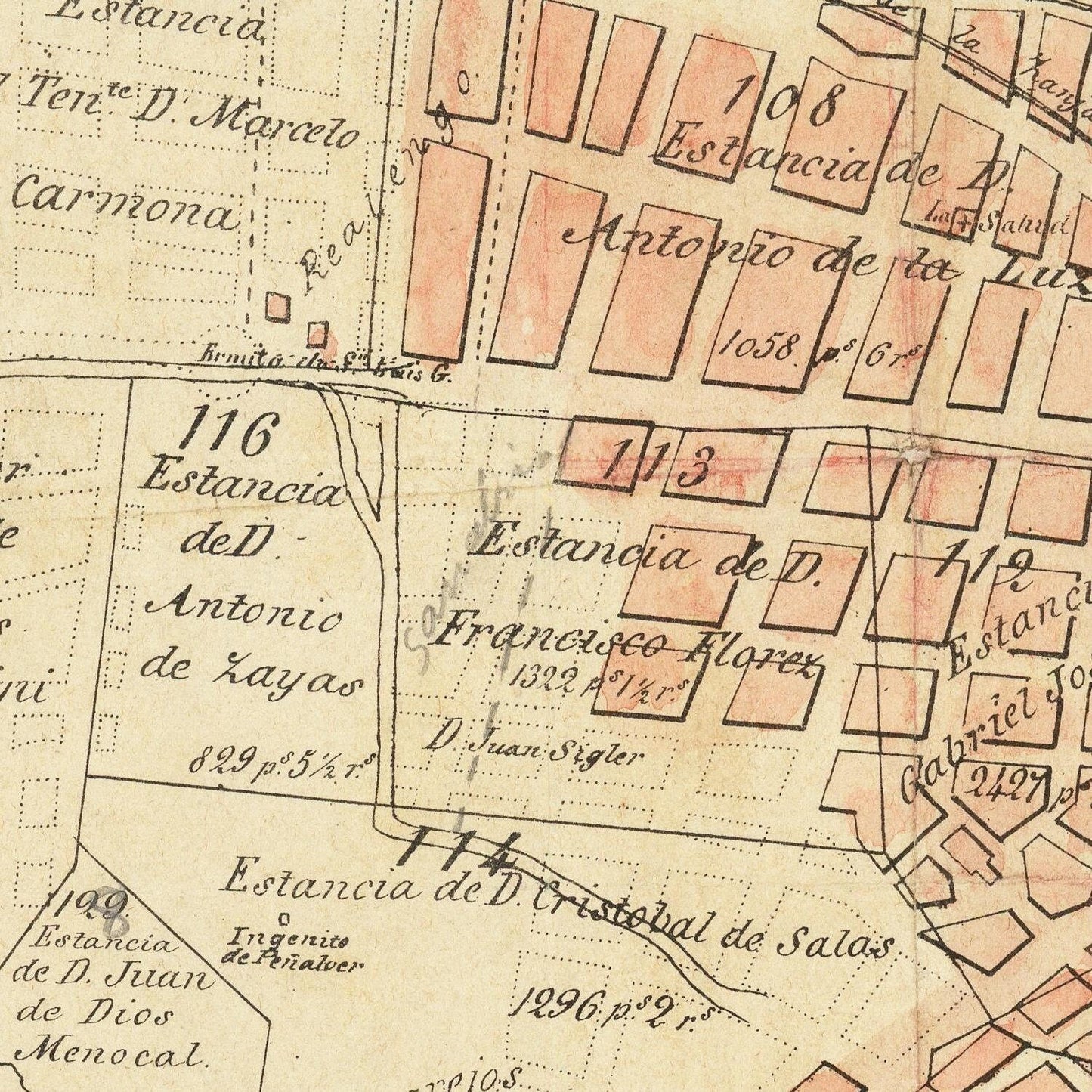 detail of the map from the centre 