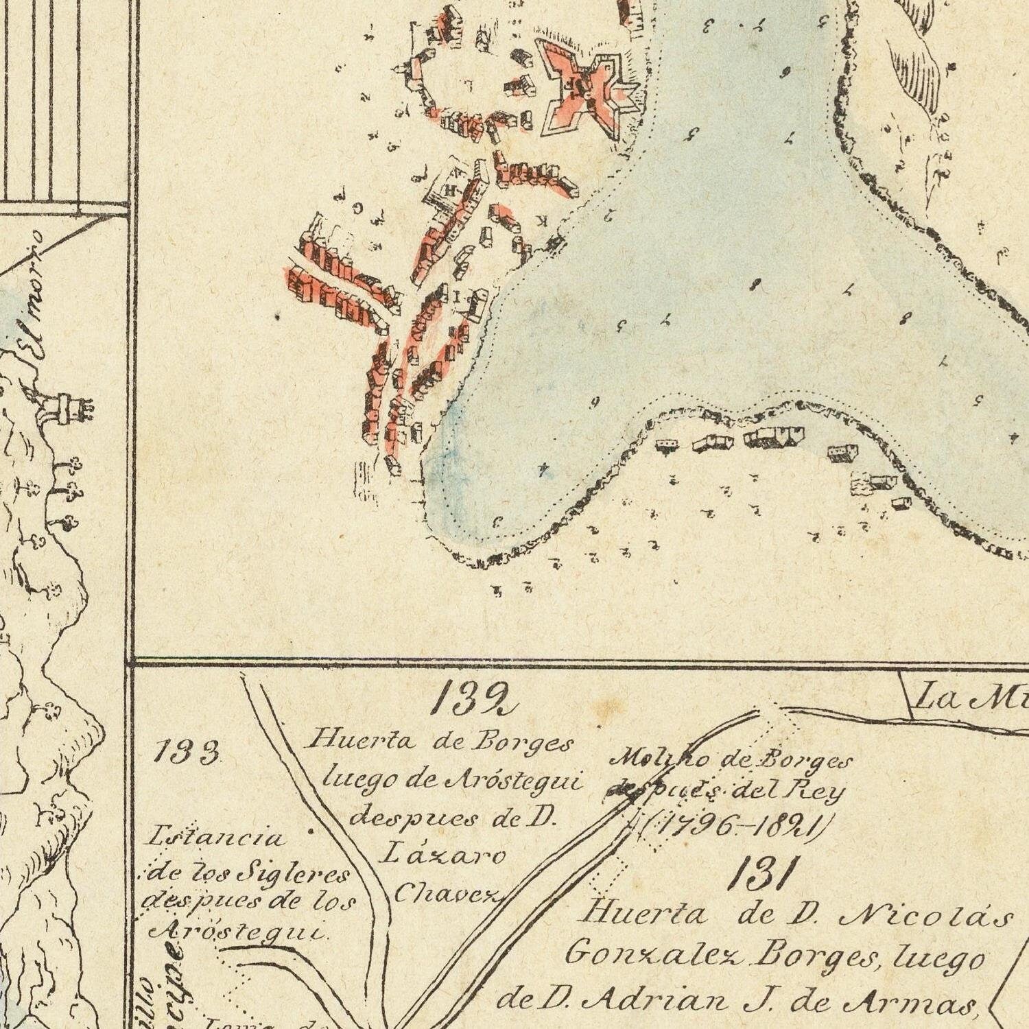 detail of the map from the centre left