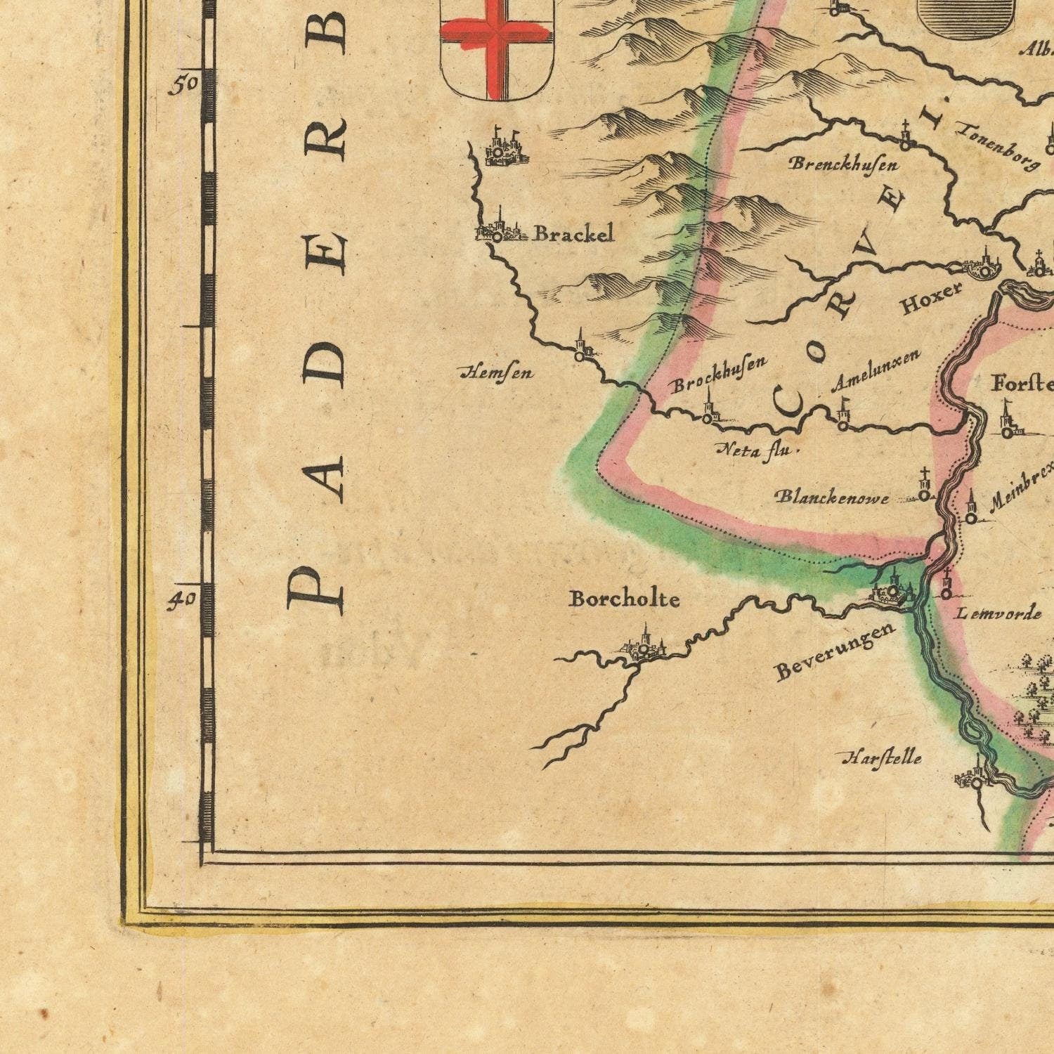 detail of the map from the bottom left corner