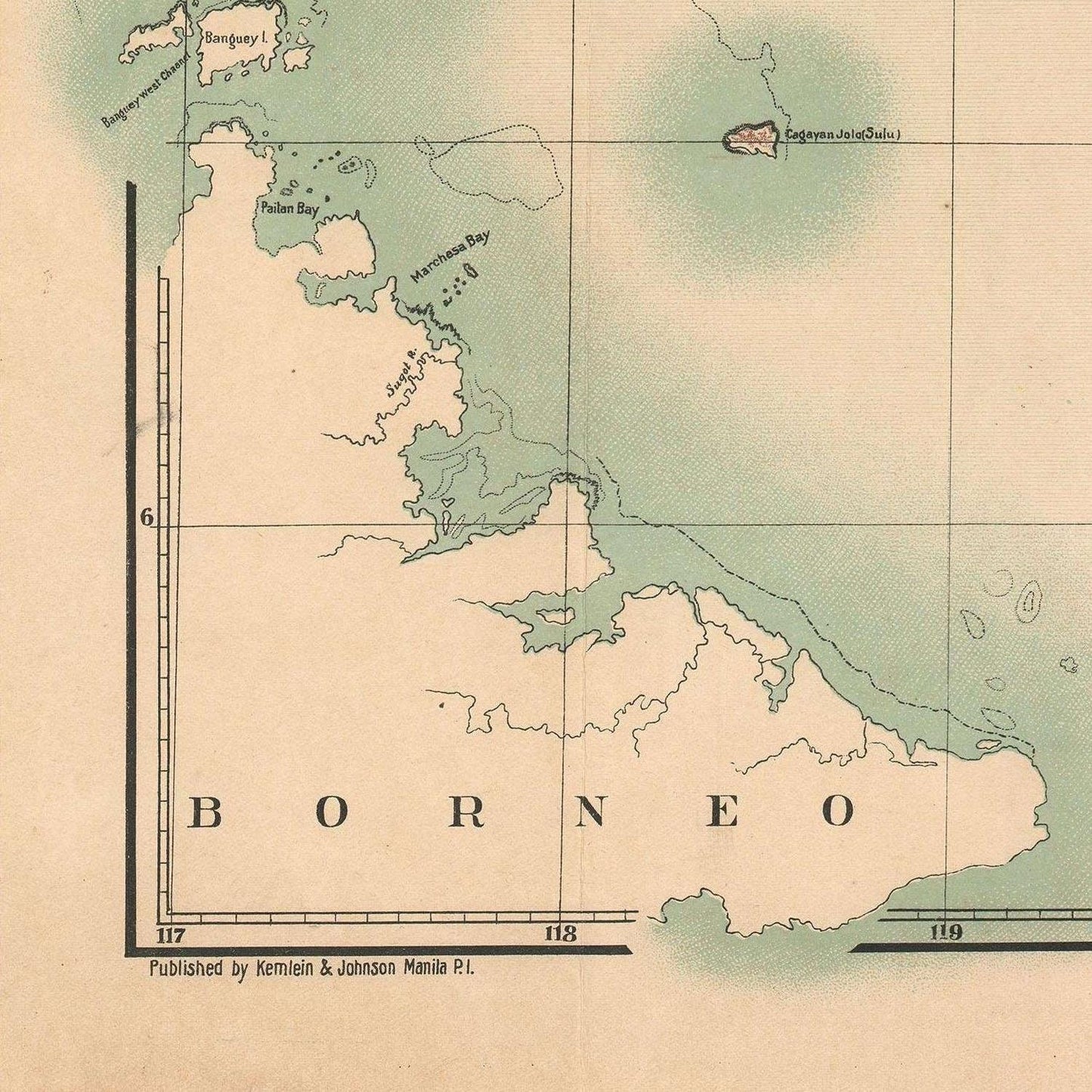 detail of the map from the bottom left corner