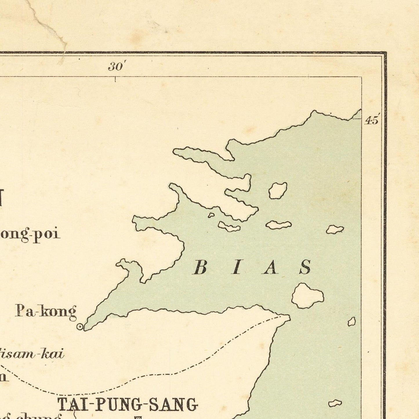 detail of the map from the top right corner