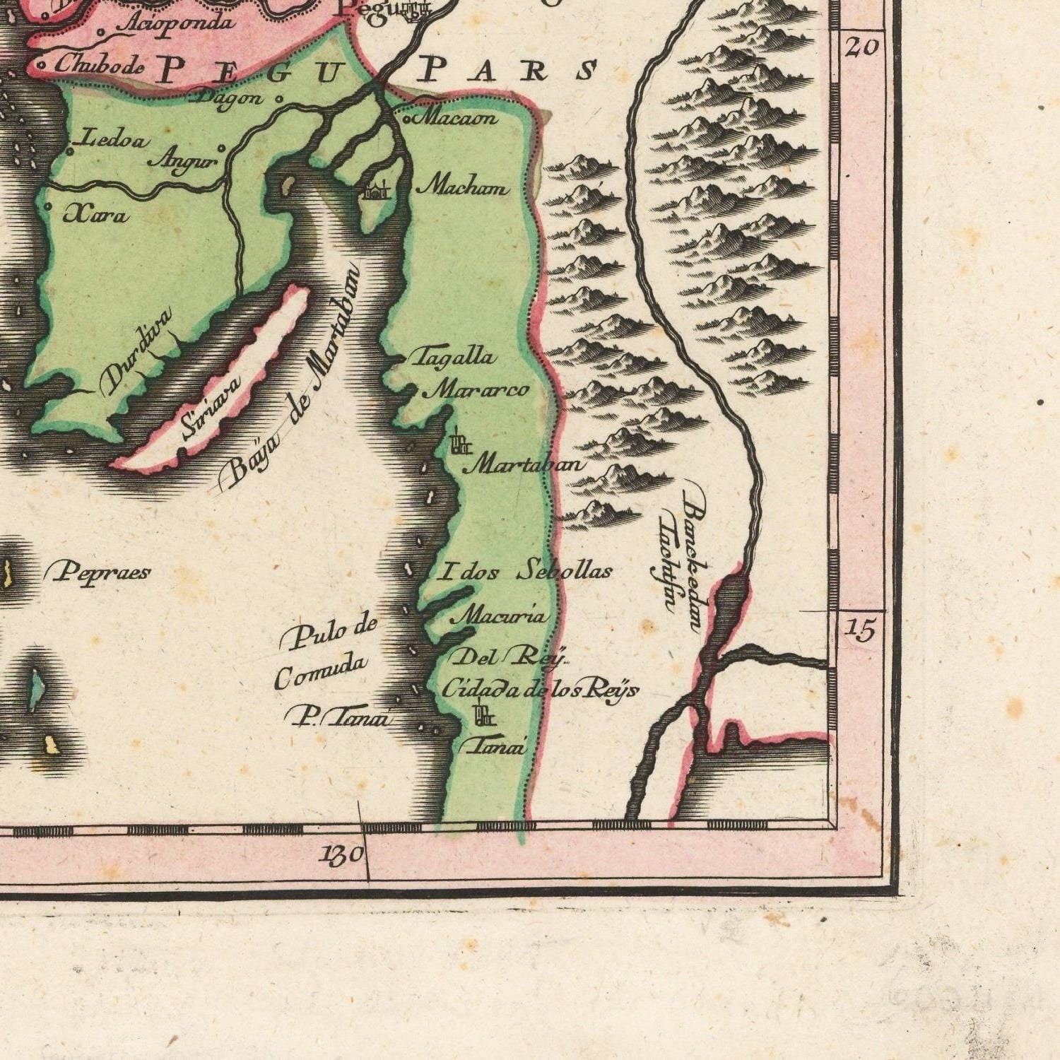 detail of the map from the bottom right corner